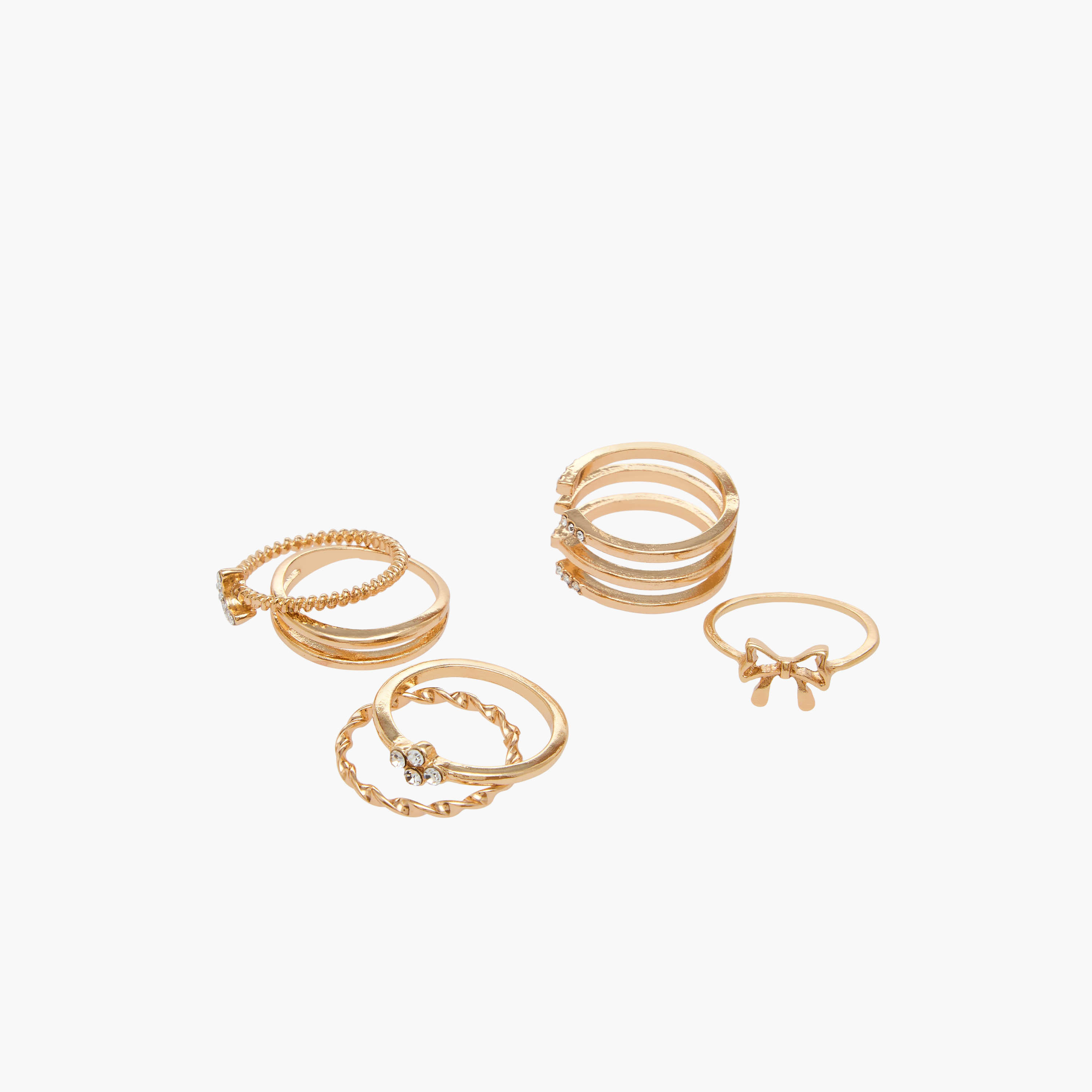 Pack of 14 Stackable Gold Tone Ring with Embellished Design-women-watchesandjewellery-jewellery-rings-image-2