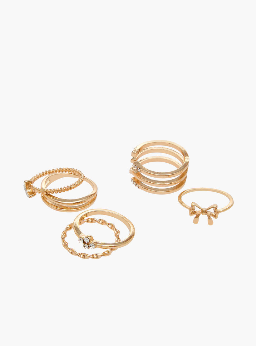 Pack of 14 Stackable Gold Tone Ring with Embellished Design-women-watchesandjewellery-jewellery-rings-image-2
