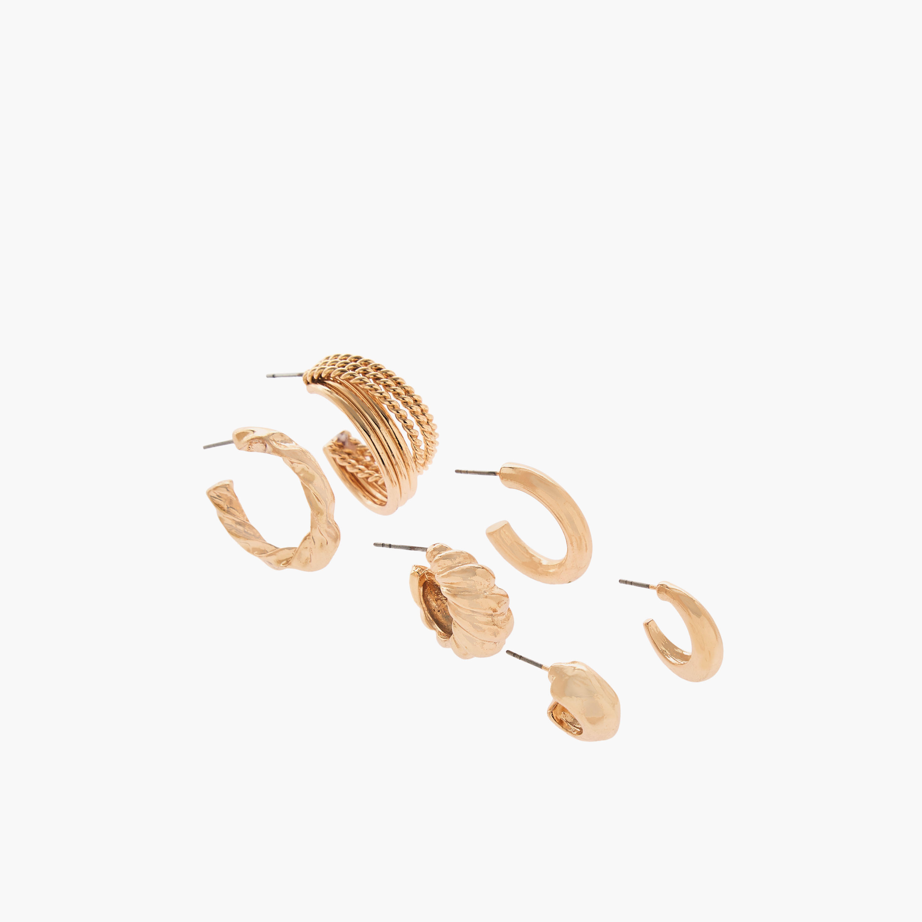 حلقان دائرية ميتاليك بمكبس إغلاق خلفي - عبوة 6 أزواج-women-watchesandjewellery-jewellery-earrings-image-2