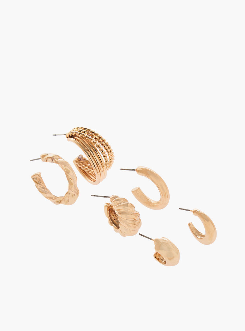 حلقان دائرية ميتاليك بمكبس إغلاق خلفي - عبوة 6 أزواج-women-watchesandjewellery-jewellery-earrings-image-2