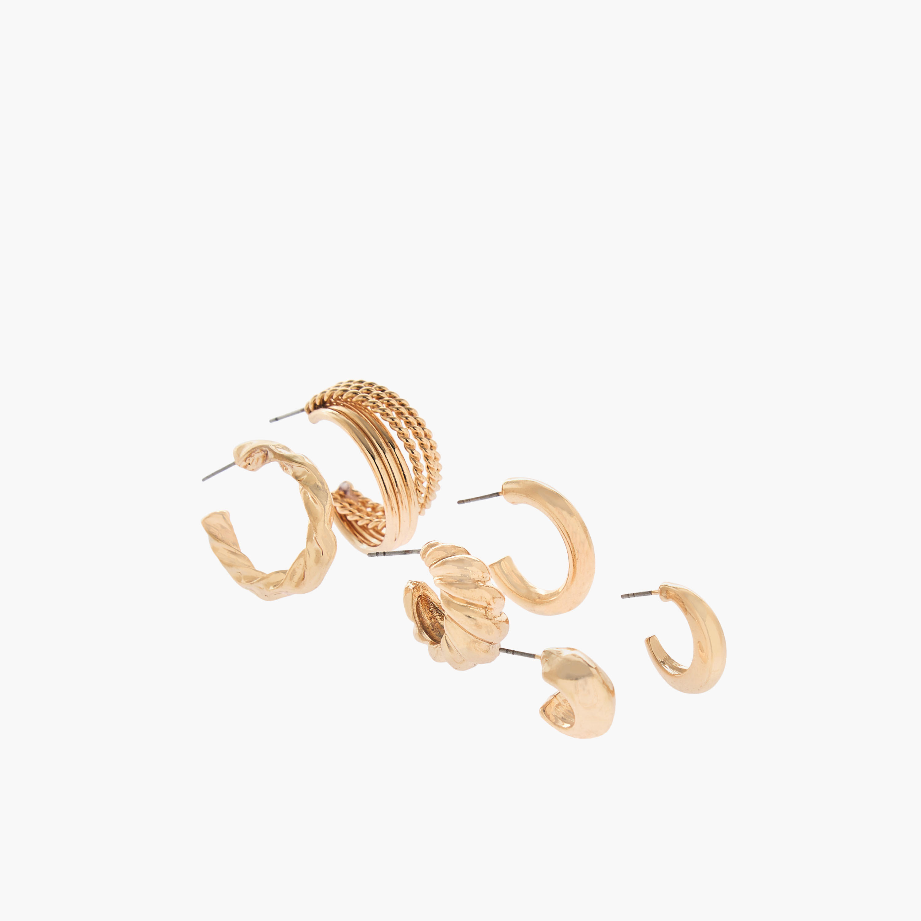Pack of 6 Metallic Hoop Earrings with Pushback Closure-women-watchesandjewellery-jewellery-earrings-image-3