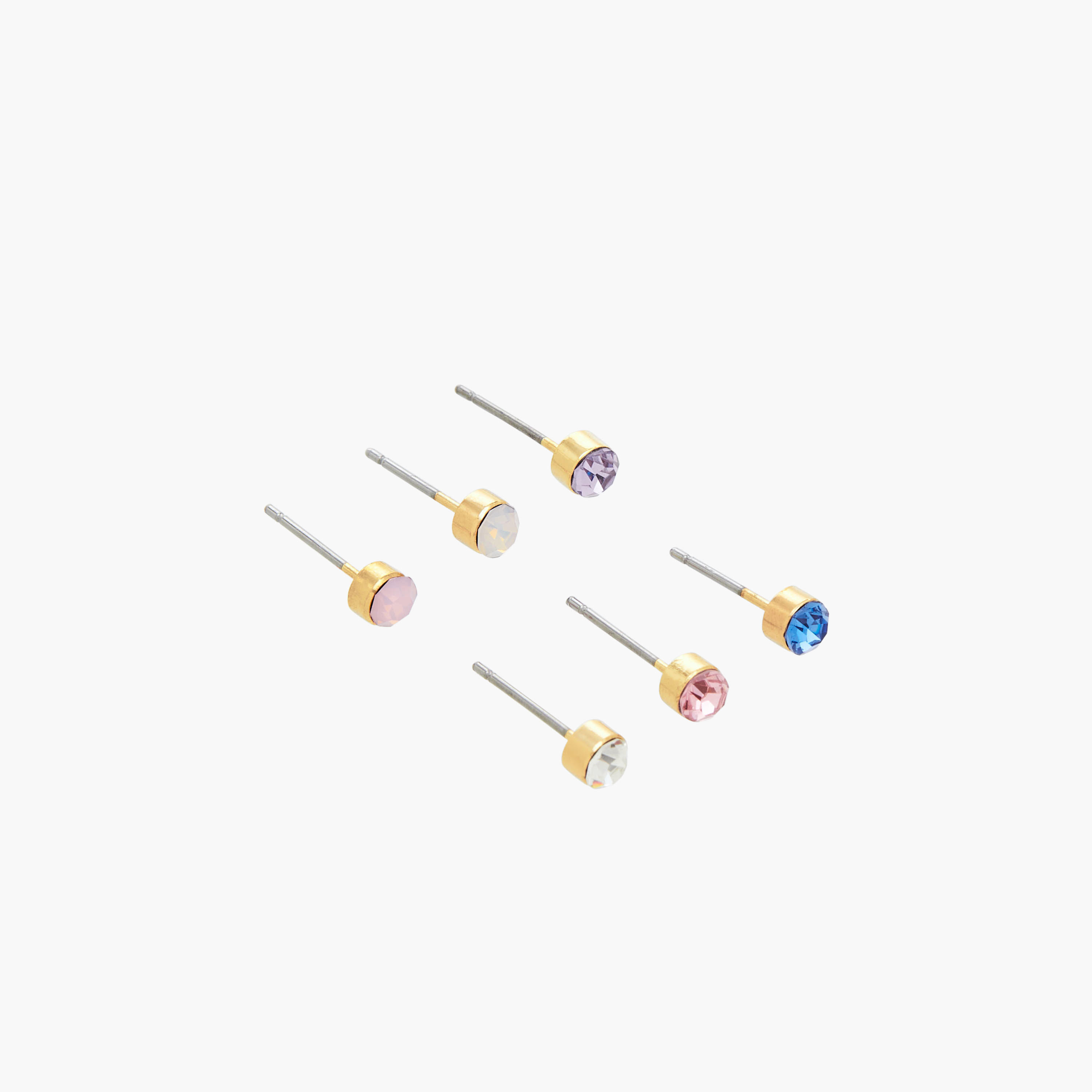 حلقان دبوس بلون ذهبي وزينة أحجار ومكبس إغلاق - عبوة 6 قطع-women-watchesandjewellery-jewellery-earrings-image-2