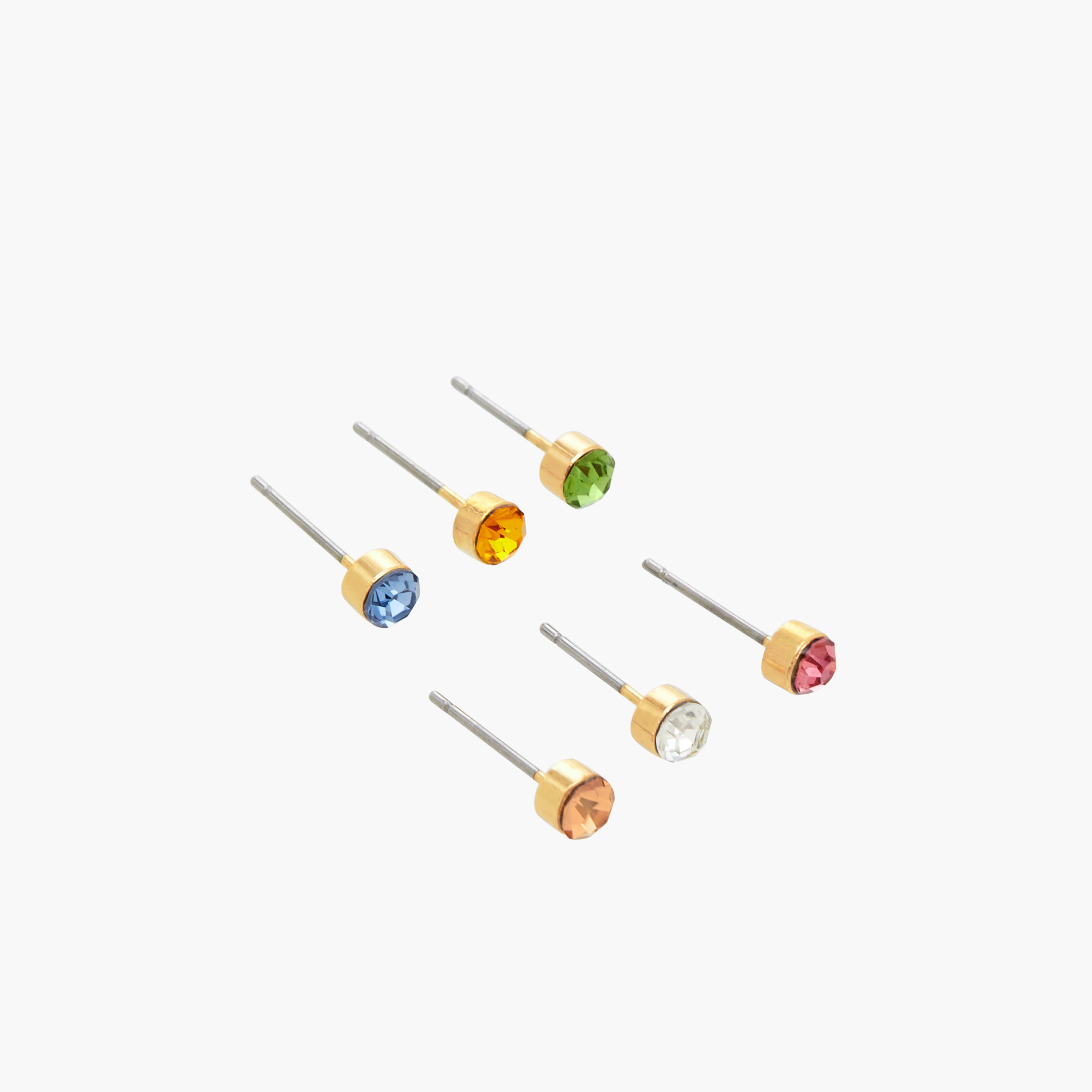 Pack of 6 Gold Tone Stone Embellished Stud Earrings with Pushback Closure-women-watchesandjewellery-jewellery-earrings-image-2