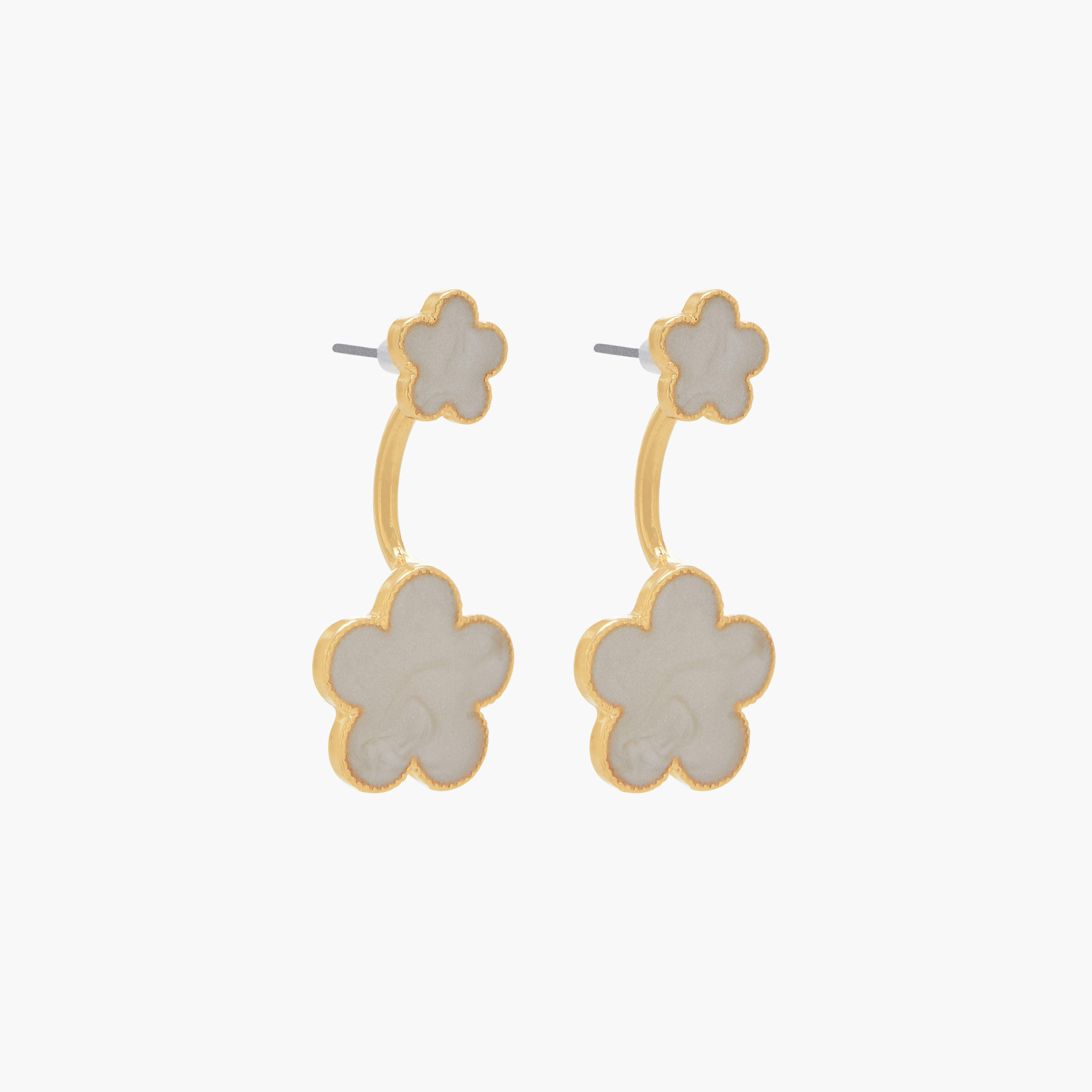 Gold Tone Floral Drop Earrings with Pushback Closure-women-watchesandjewellery-jewellery-earrings-image-2