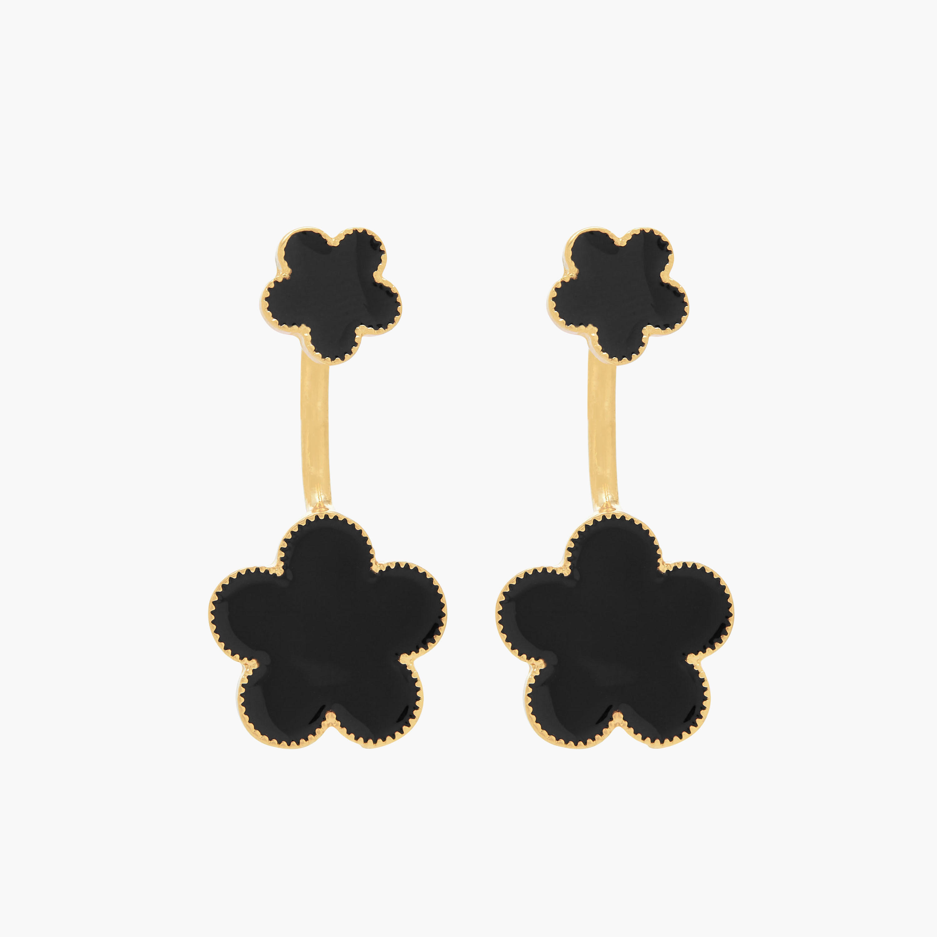 Gold Tone Floral Drop Earrings with Pushback Closure-women-watchesandjewellery-jewellery-earrings-image-1