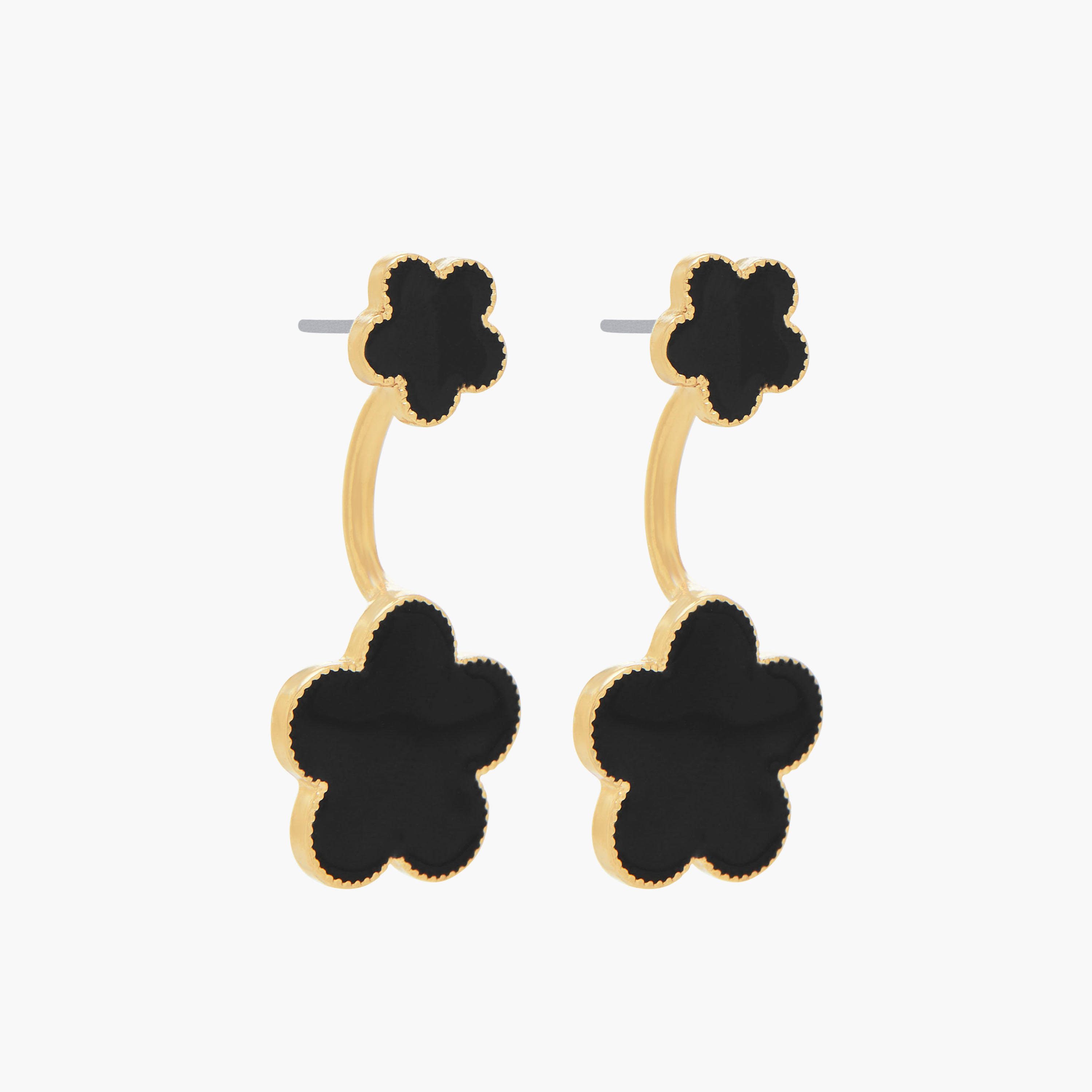Gold Tone Floral Drop Earrings with Pushback Closure-women-watchesandjewellery-jewellery-earrings-image-2