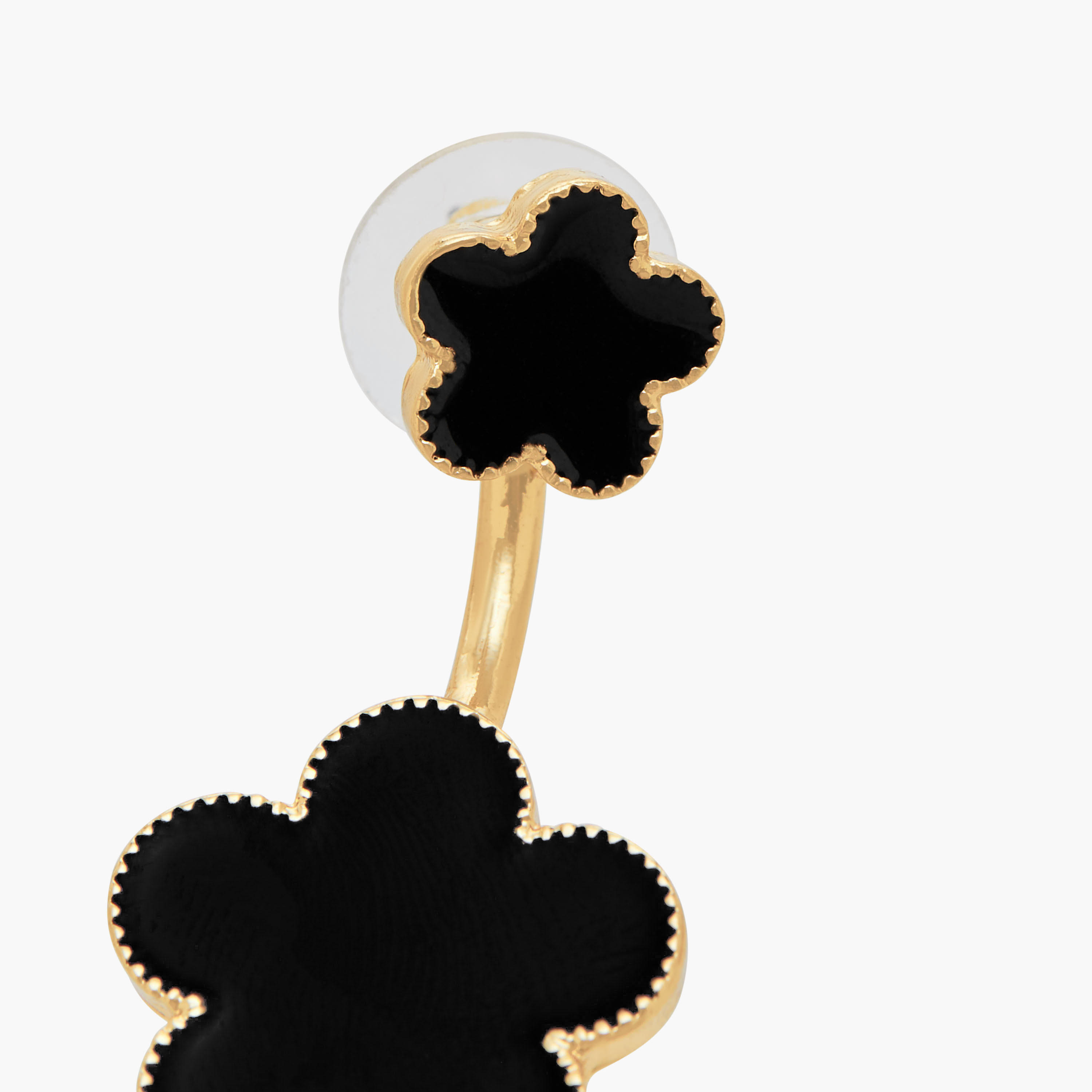 Gold Tone Floral Drop Earrings with Pushback Closure-women-watchesandjewellery-jewellery-earrings-image-3