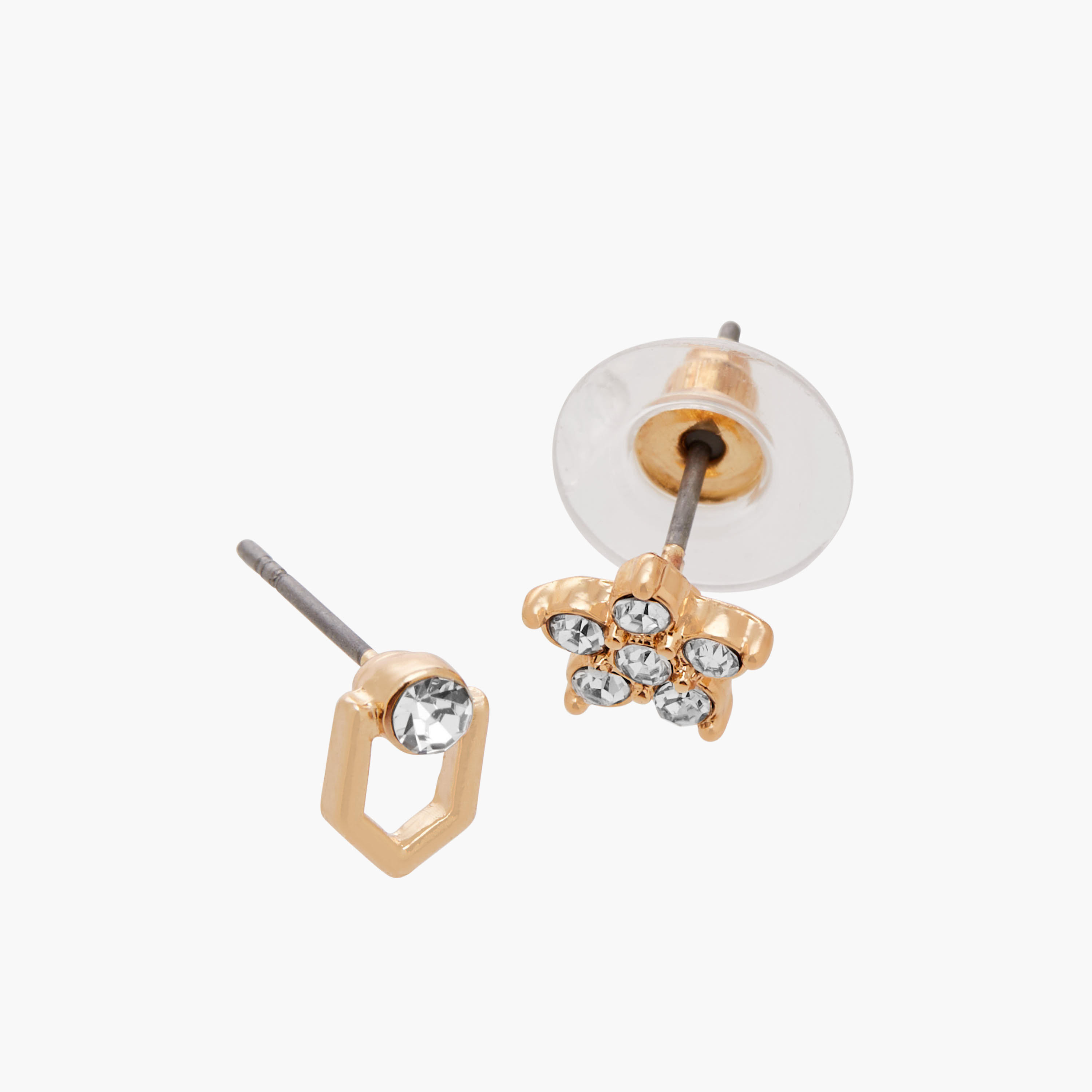 Pack of 9 Gold Tone Stud Earrings with Pushback Closure-women-watchesandjewellery-jewellery-earrings-image-4