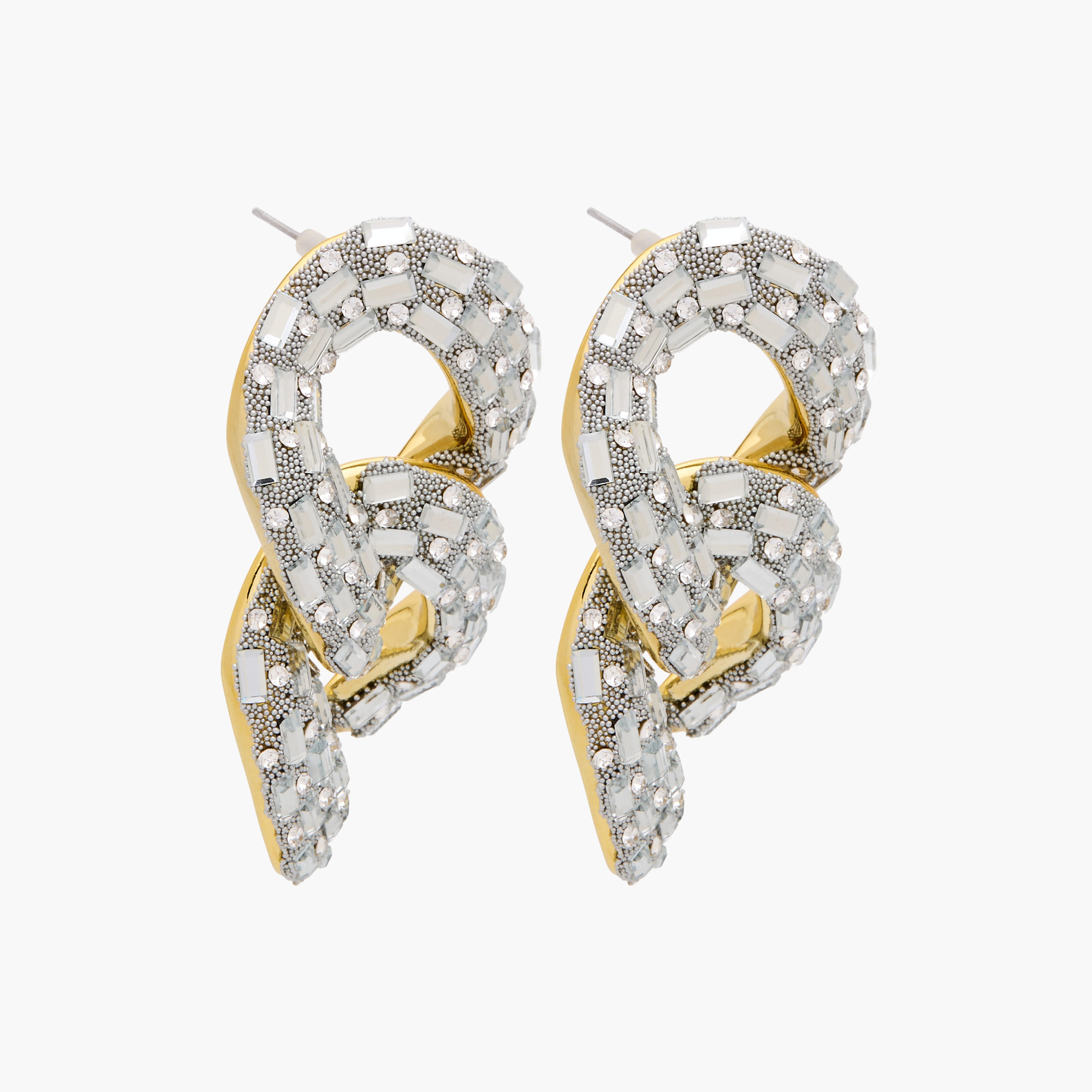 Silver Tone Embellished Earrings with Pushback Closure-women-watchesandjewellery-jewellery-earrings-image-2