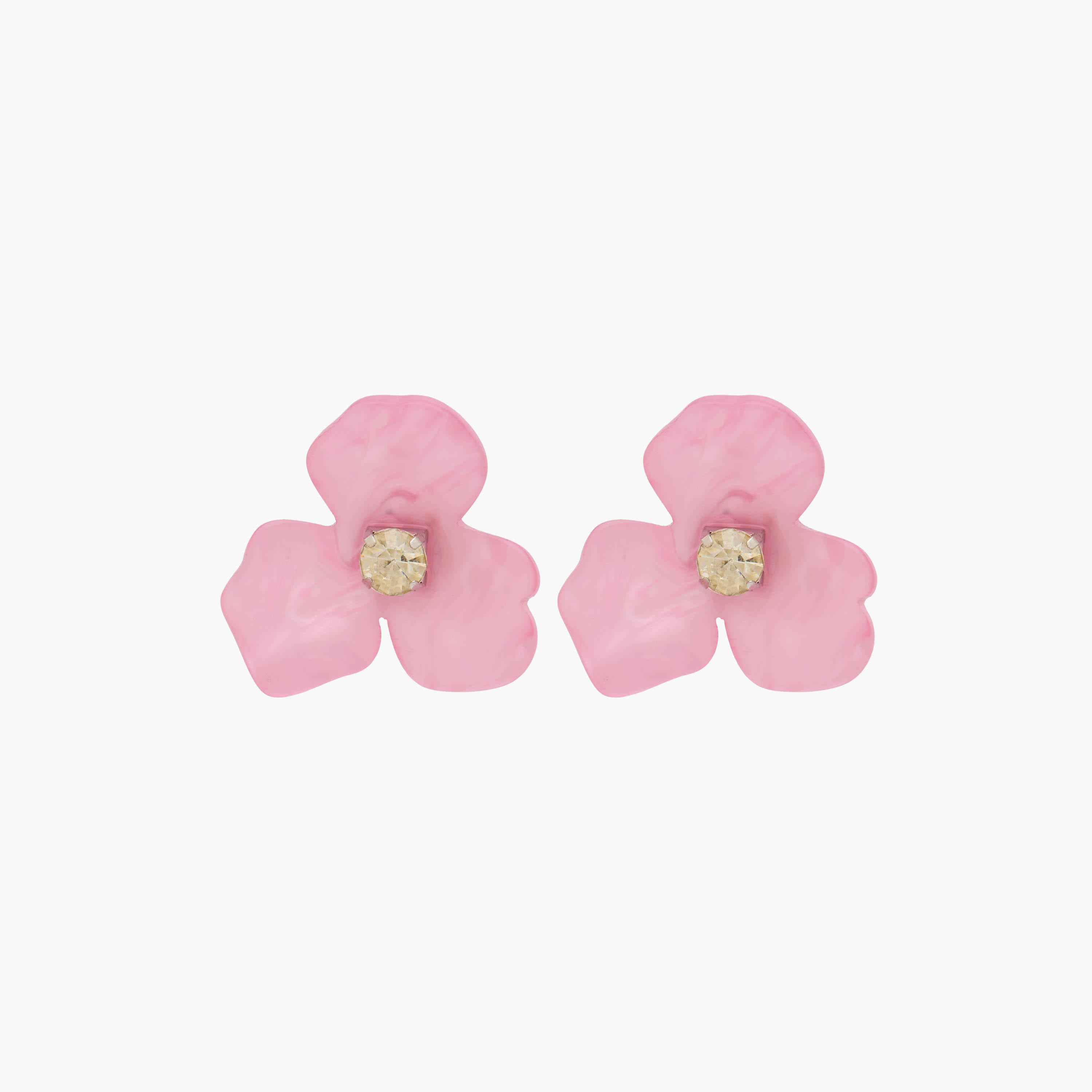 Silver Tone Floral Stone Embellished Earrings with Pushback Closure-women-watchesandjewellery-jewellery-earrings-image-1