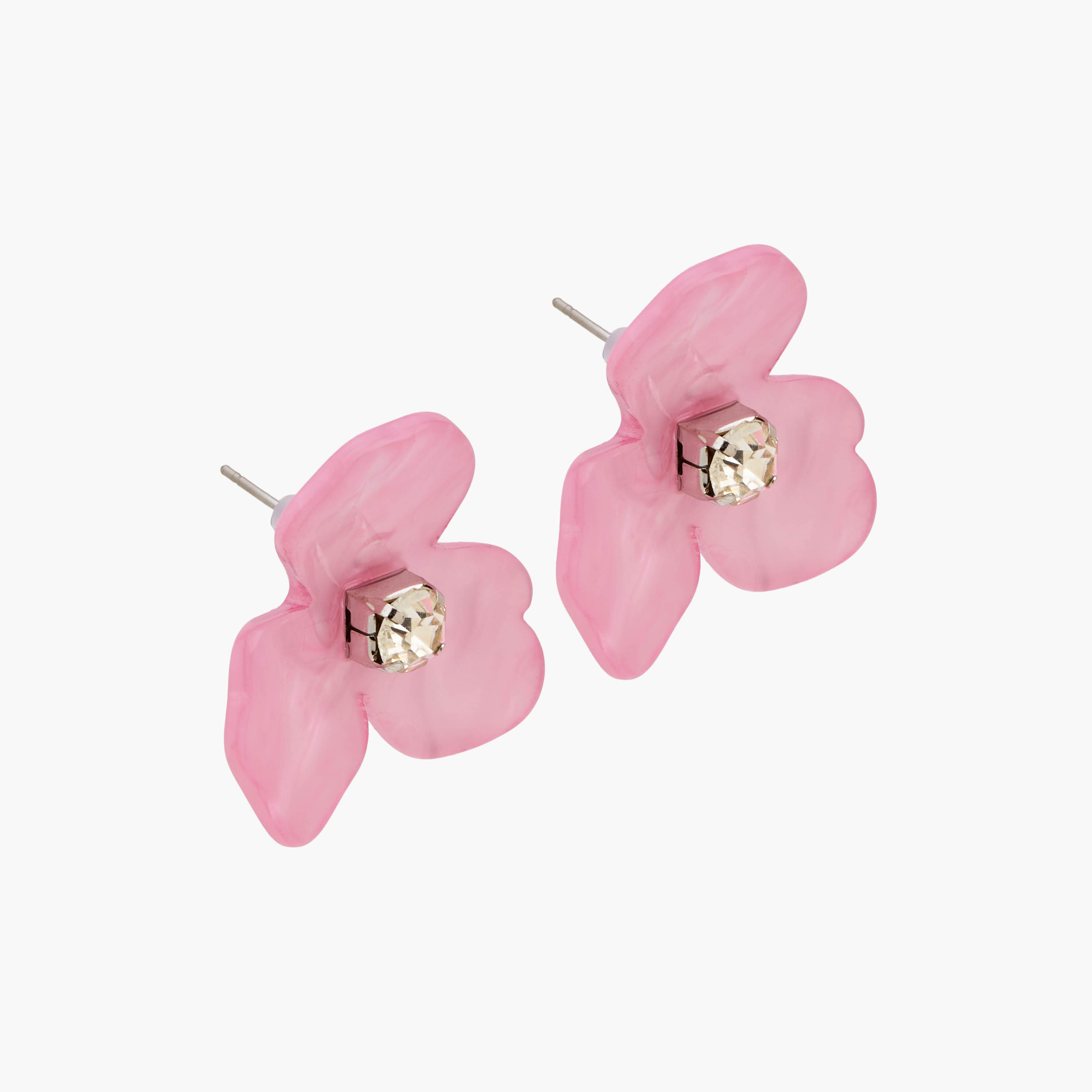 Silver Tone Floral Stone Embellished Earrings with Pushback Closure-women-watchesandjewellery-jewellery-earrings-image-2