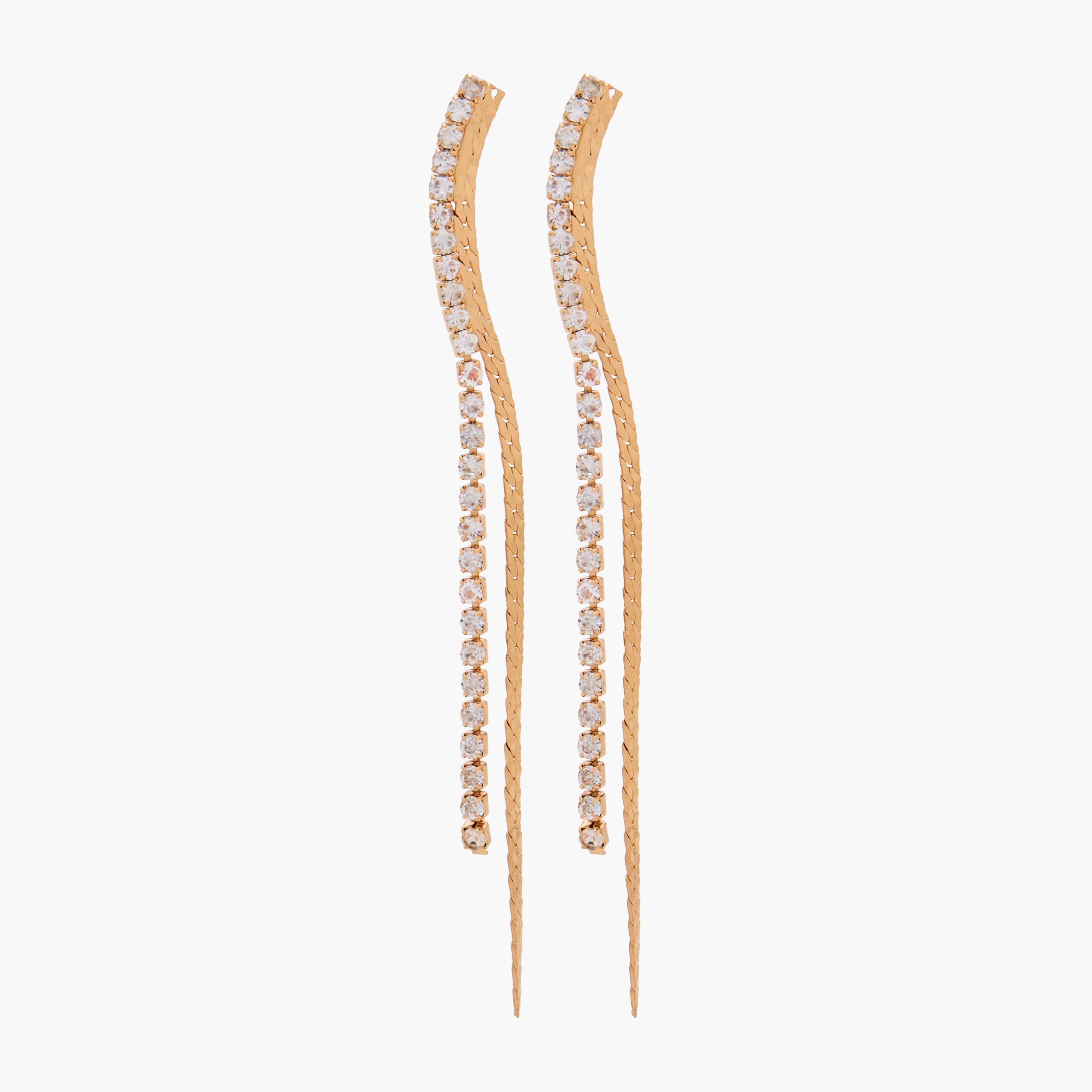 Gold Tone Stone Embellished Earrings with Pushback Closure-women-watchesandjewellery-jewellery-earrings-image-1
