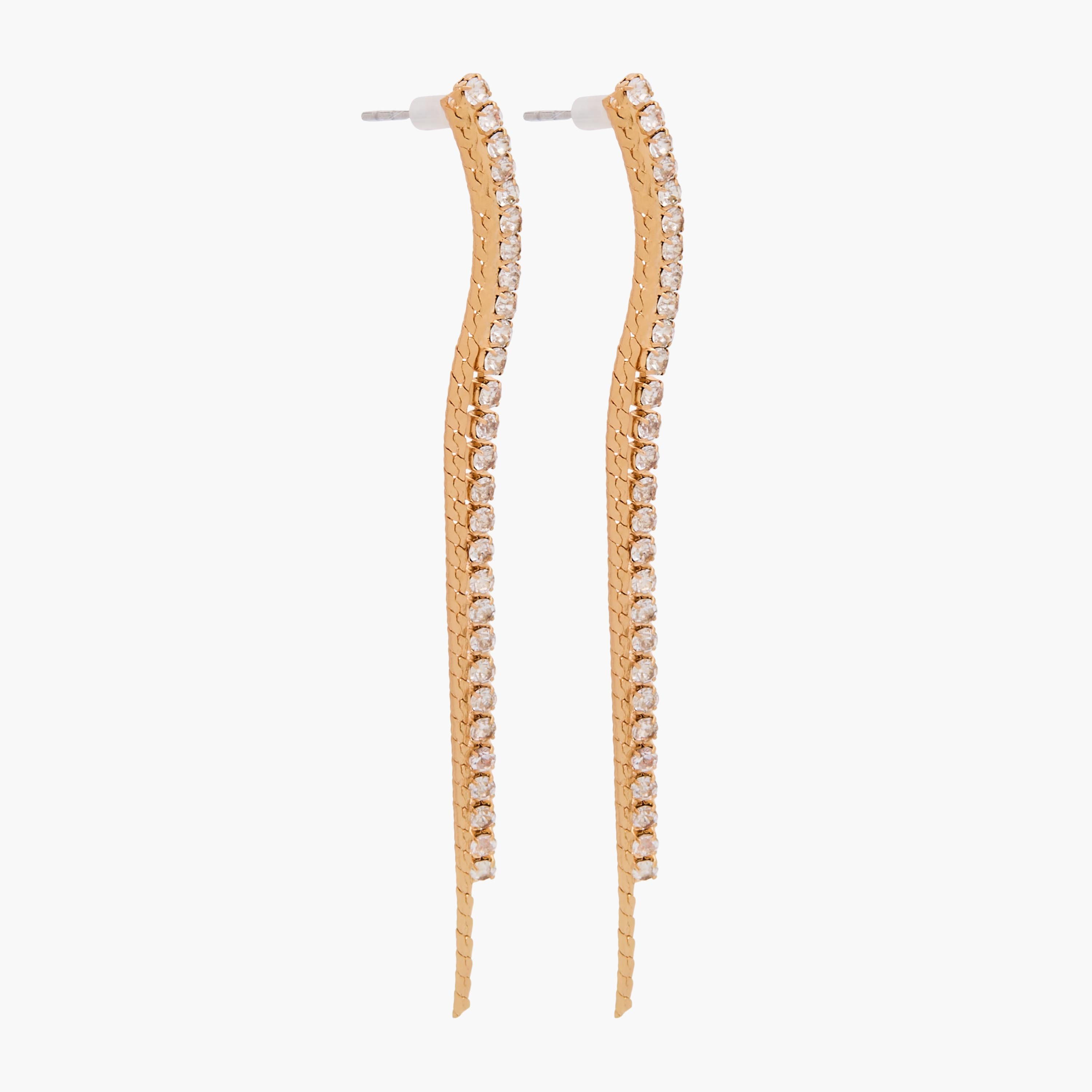 Gold Tone Stone Embellished Earrings with Pushback Closure-women-watchesandjewellery-jewellery-earrings-image-4