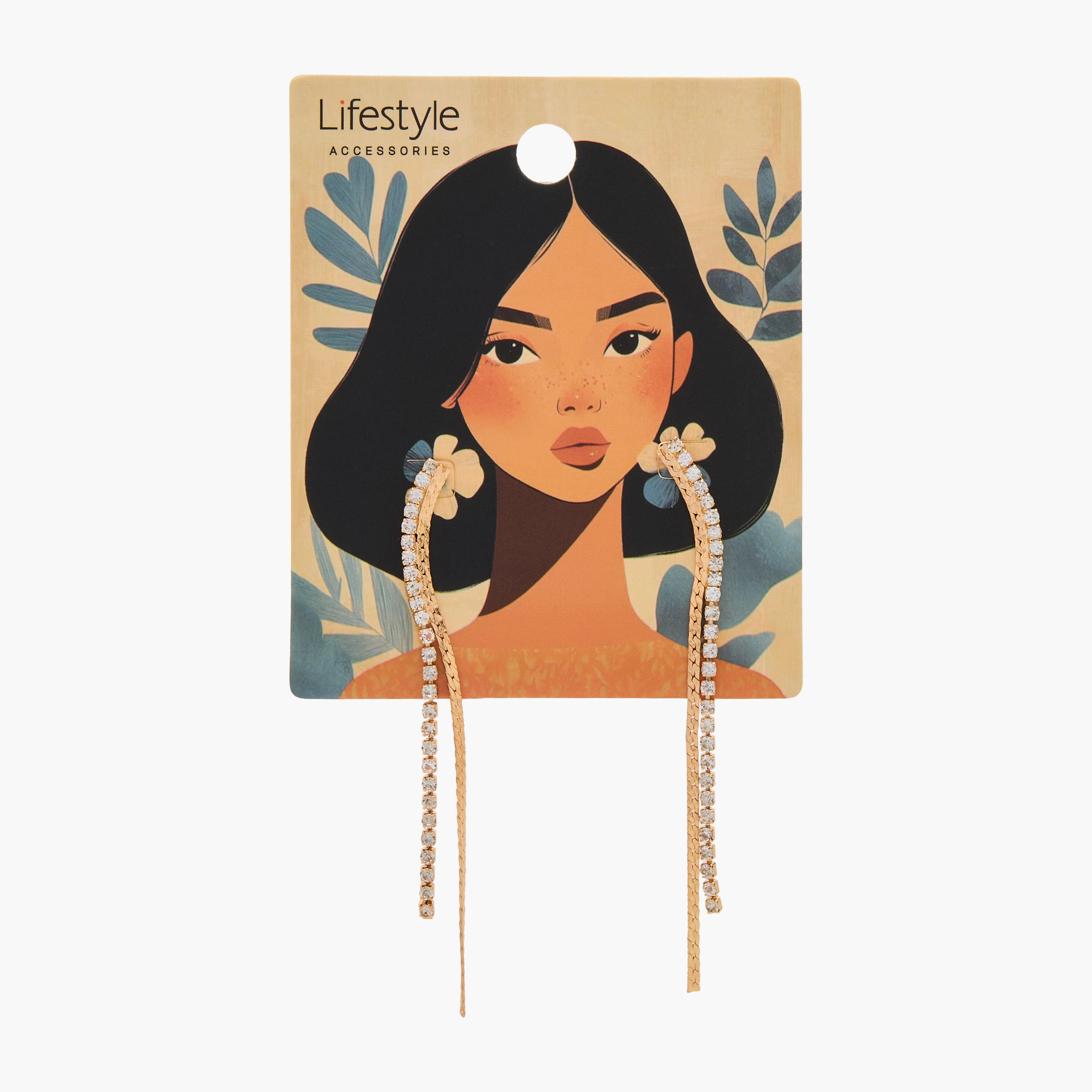 Gold Tone Stone Embellished Earrings with Pushback Closure-women-watchesandjewellery-jewellery-earrings-image-7