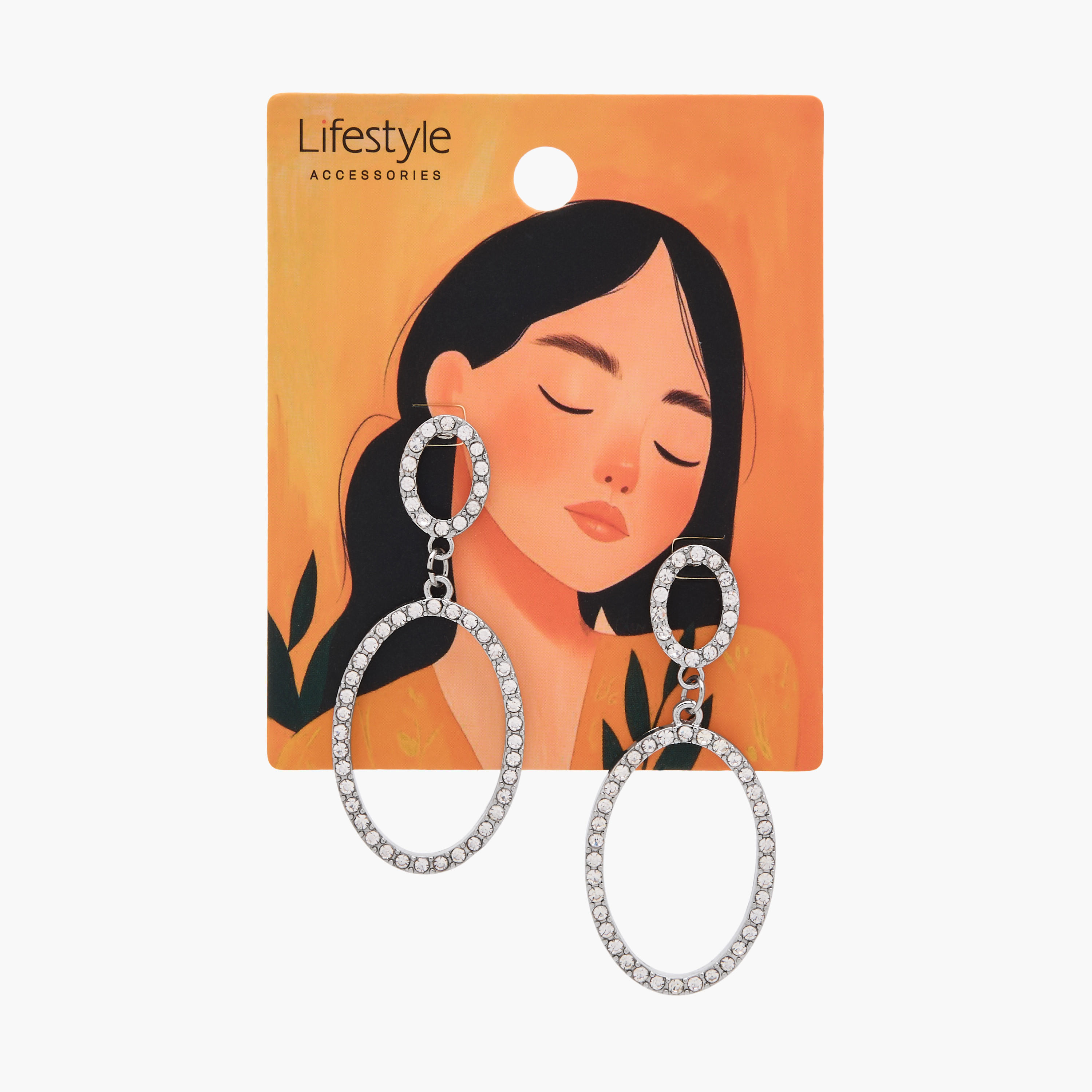 Silver Tone Embellished Drop Earrings with Pushback Closure-women-watchesandjewellery-jewellery-earrings-image-5