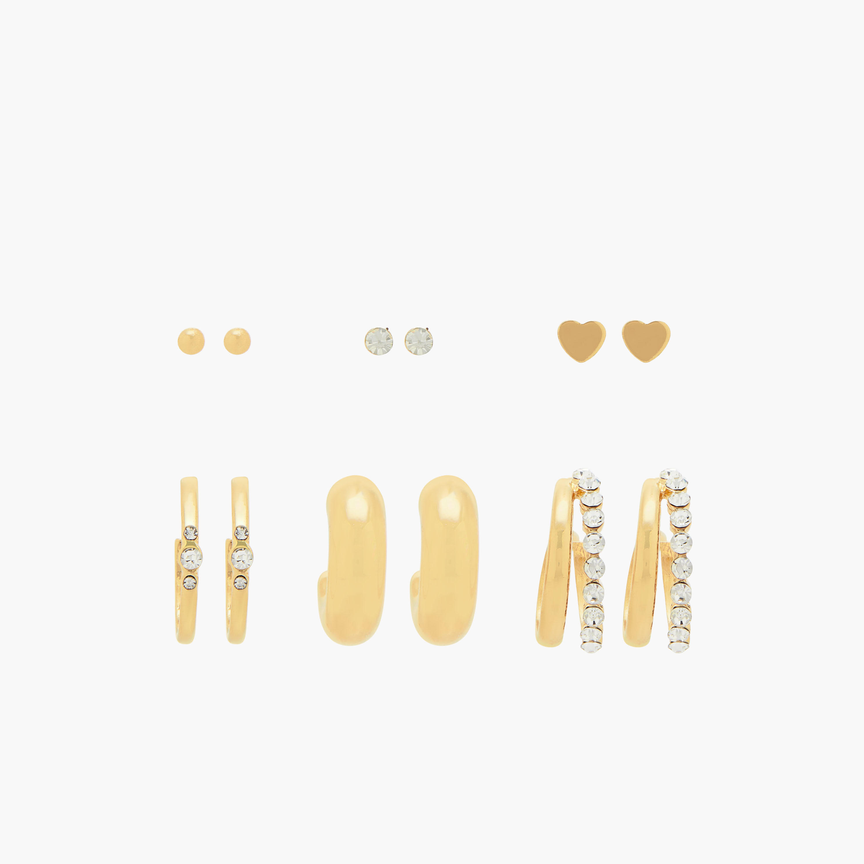 Pack of 6 Gold Tone Earrings with Pushback Closure-women-watchesandjewellery-jewellery-earrings-image-1