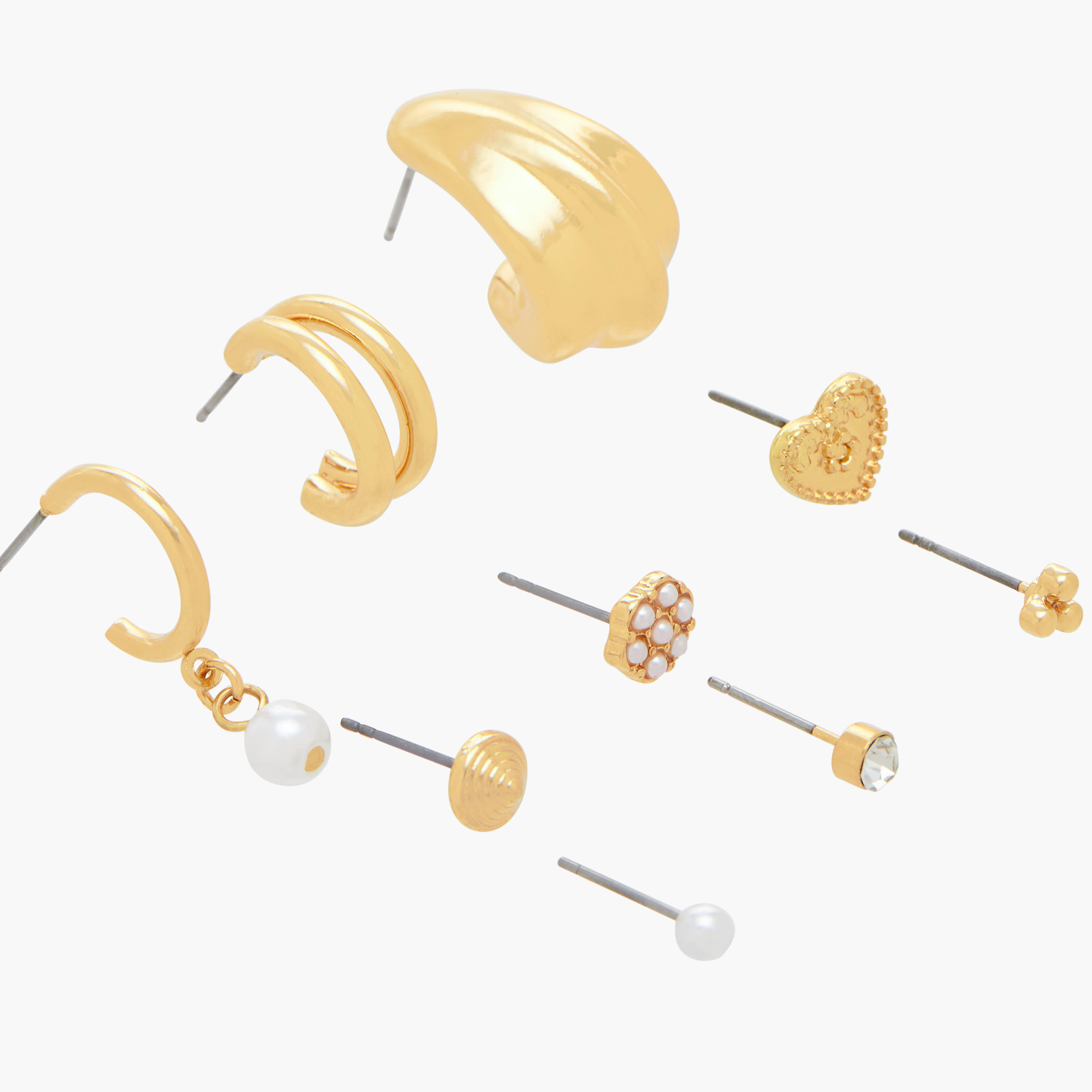 Pack of 9 Gold Tone Earrings with Pushback Closure-women-watchesandjewellery-jewellery-earrings-image-3