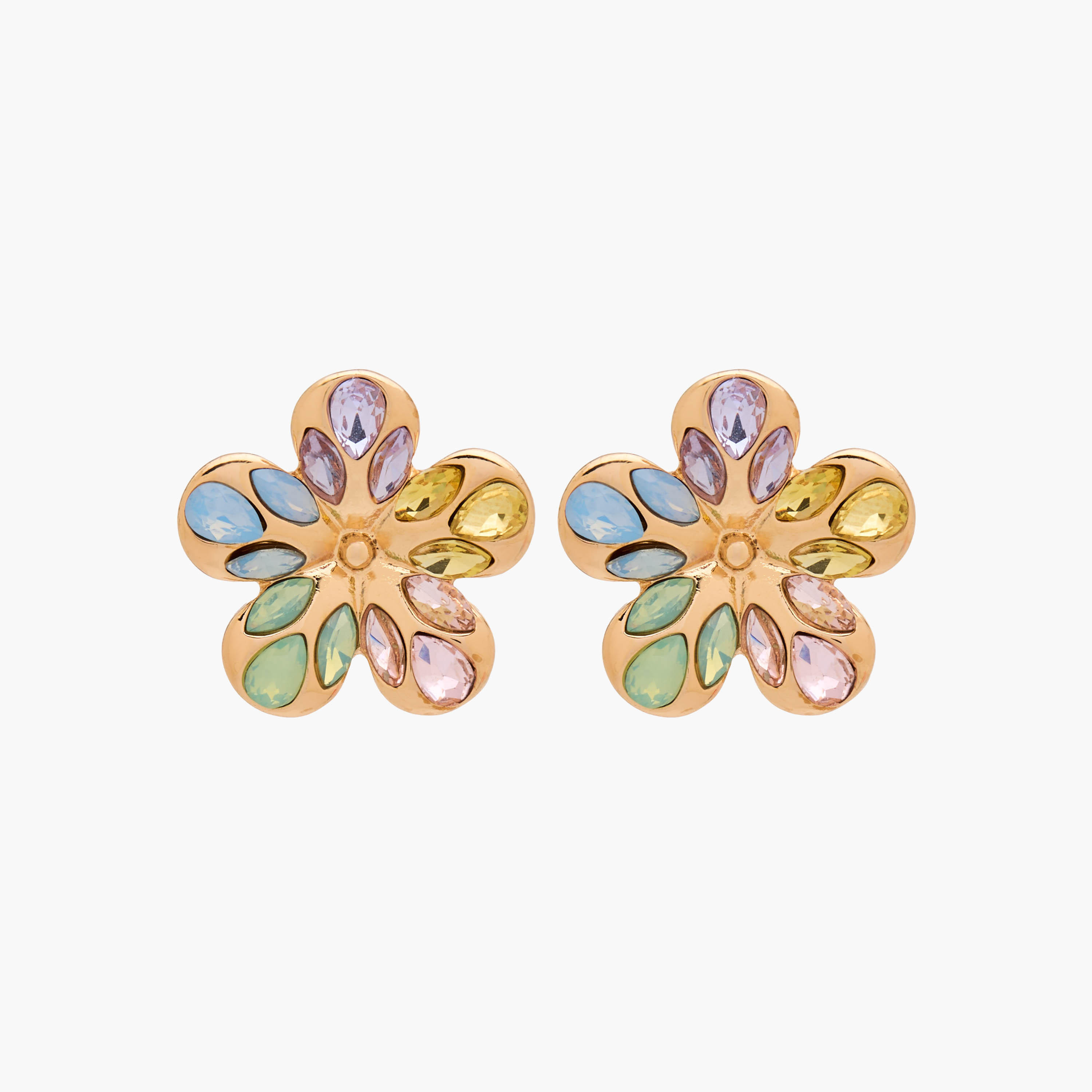 Metal Floral Shaped Embellished Stud Earrings with Pushback Closure-women-watchesandjewellery-jewellery-earrings-image-1