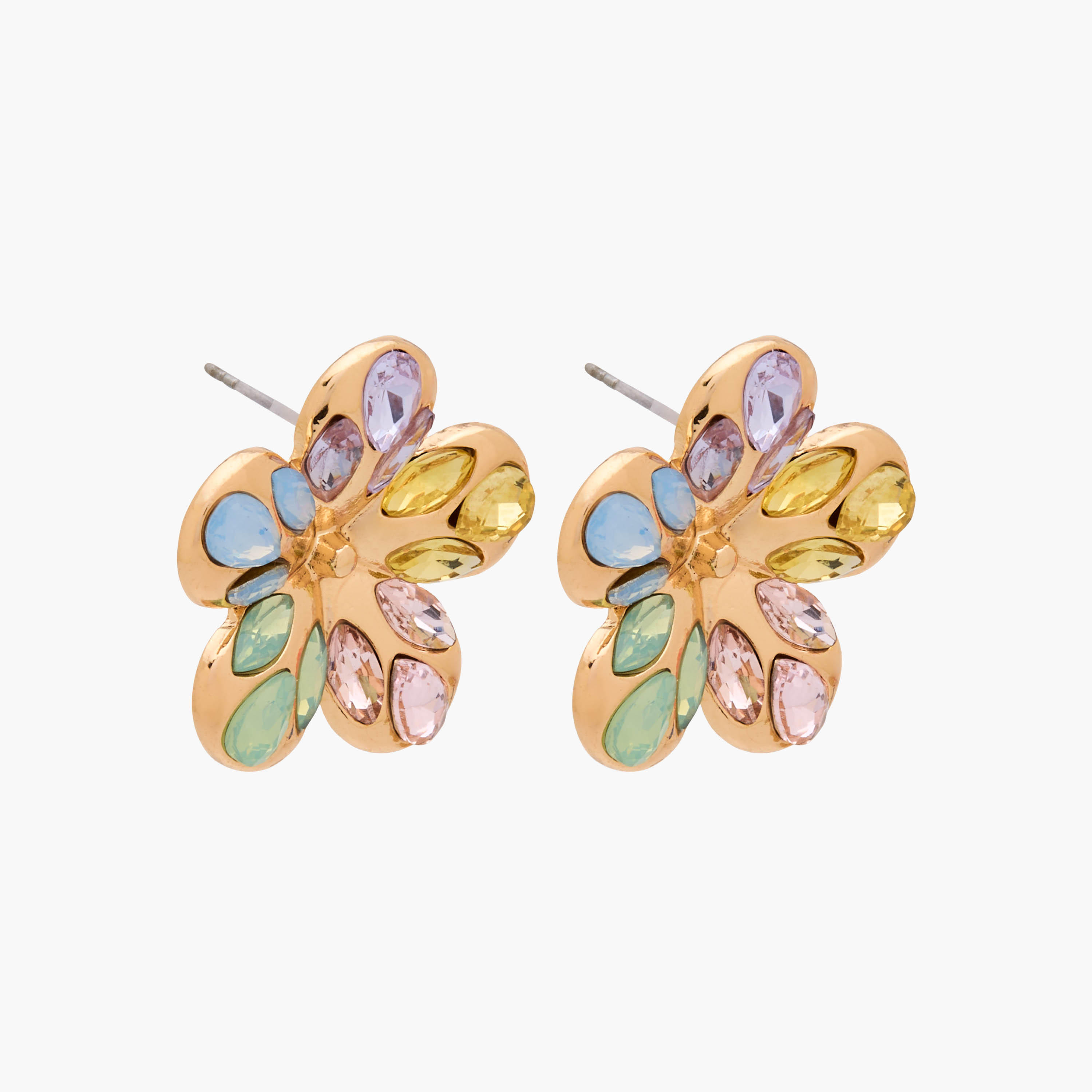 Metal Floral Shaped Embellished Stud Earrings with Pushback Closure-women-watchesandjewellery-jewellery-earrings-image-2