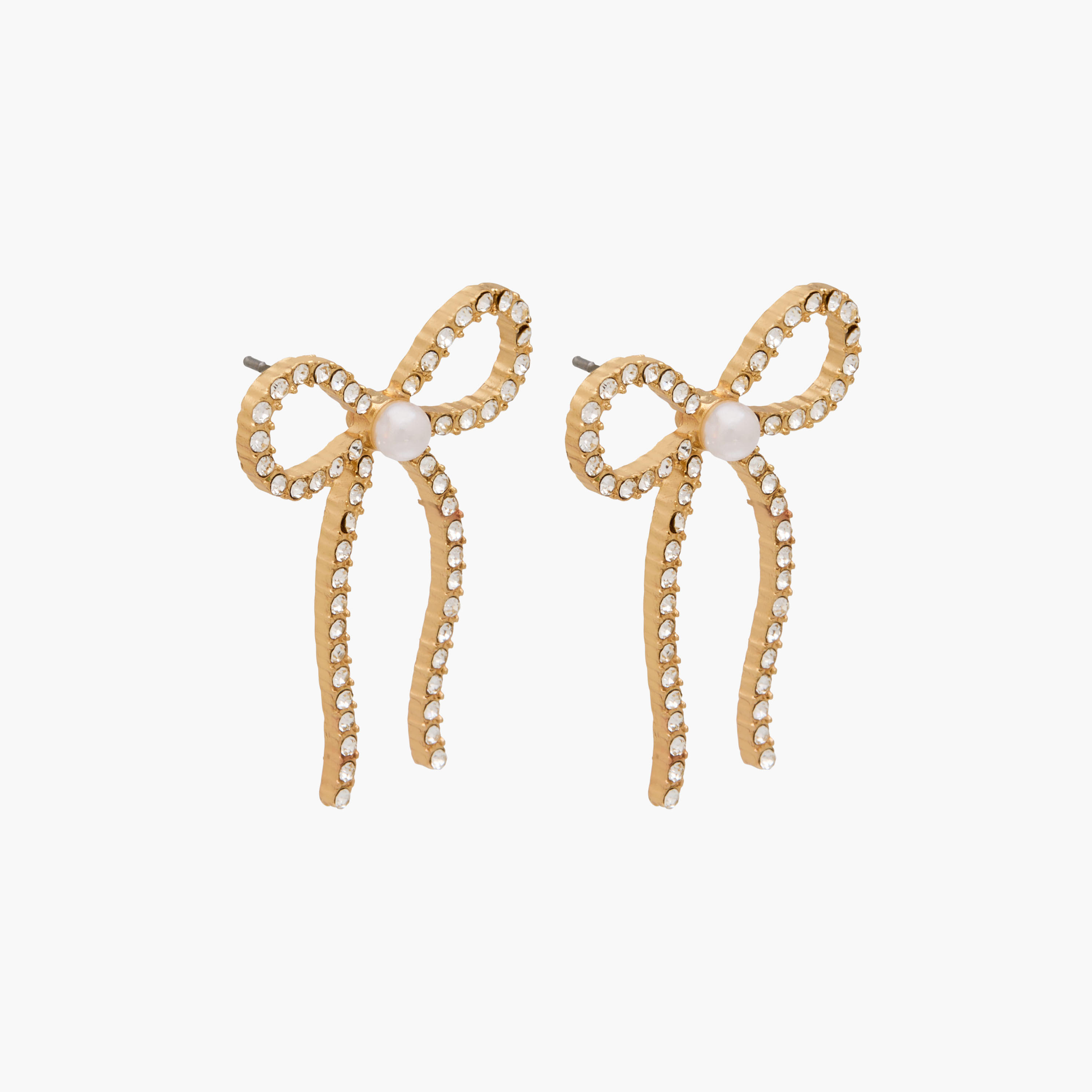 طقم حلق معدني بتصميم فيونكة مع مكبس إغلاق خلفي – قطعتين-women-watchesandjewellery-jewellery-earrings-image-3