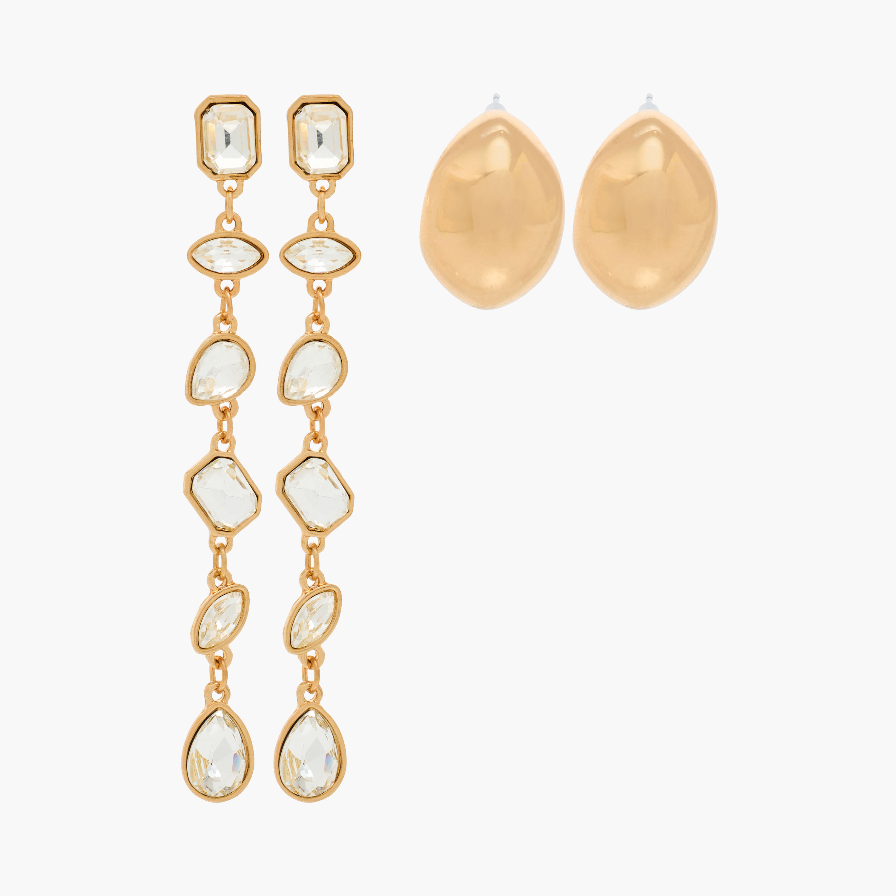 Pack of 2 Gold Tone Assorted Earrings with Pushback Closure-women-watchesandjewellery-jewellery-earrings-image-1