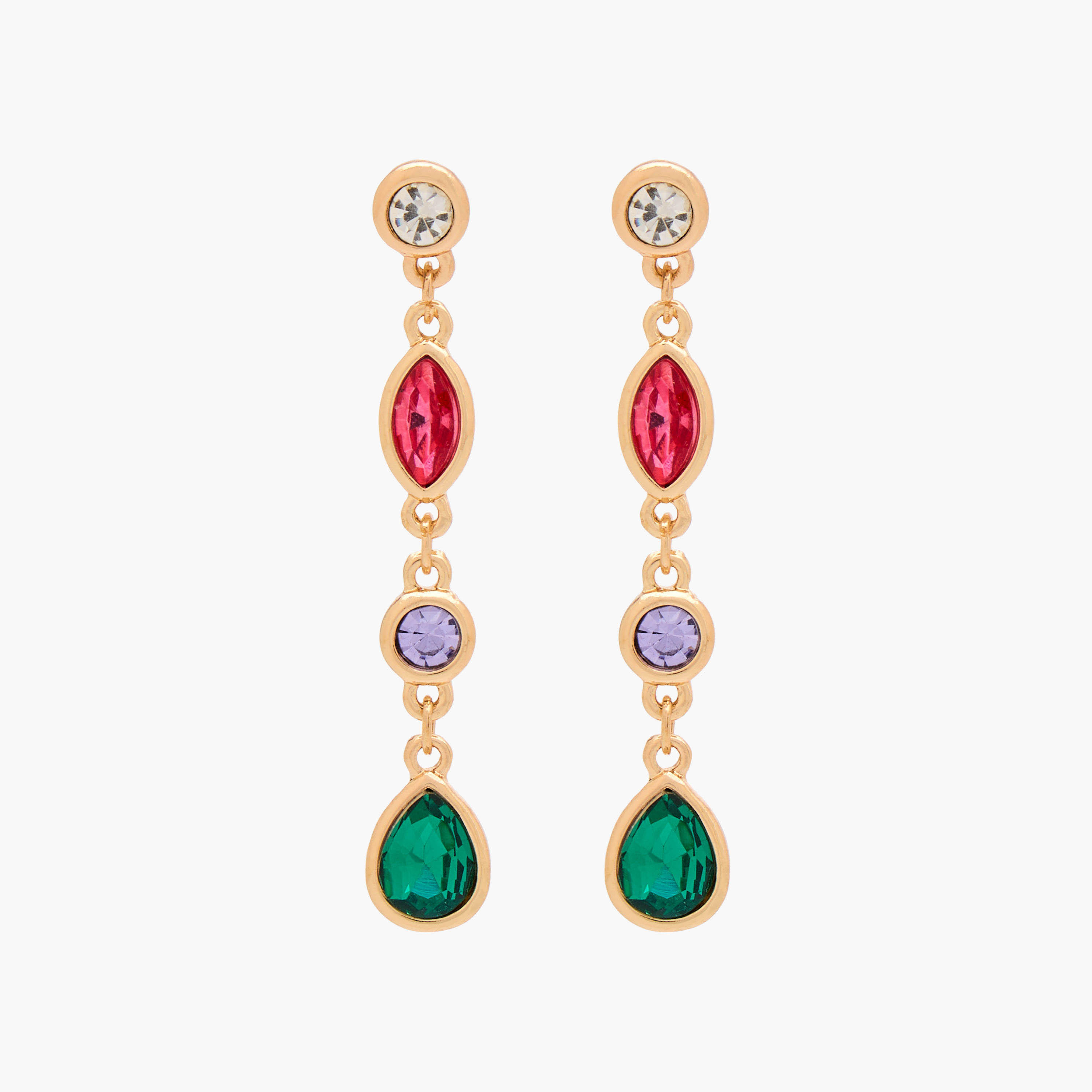 Pack of 2 Gold Tone Stone Embellished Dangling Earrings with Pushback Closure-women-watchesandjewellery-jewellery-earrings-image-2
