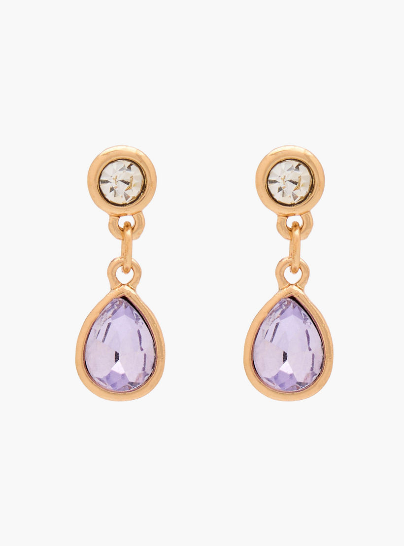 Pack of 2 Gold Tone Stone Embellished Dangling Earrings with Pushback Closure-women-watchesandjewellery-jewellery-earrings-image-3