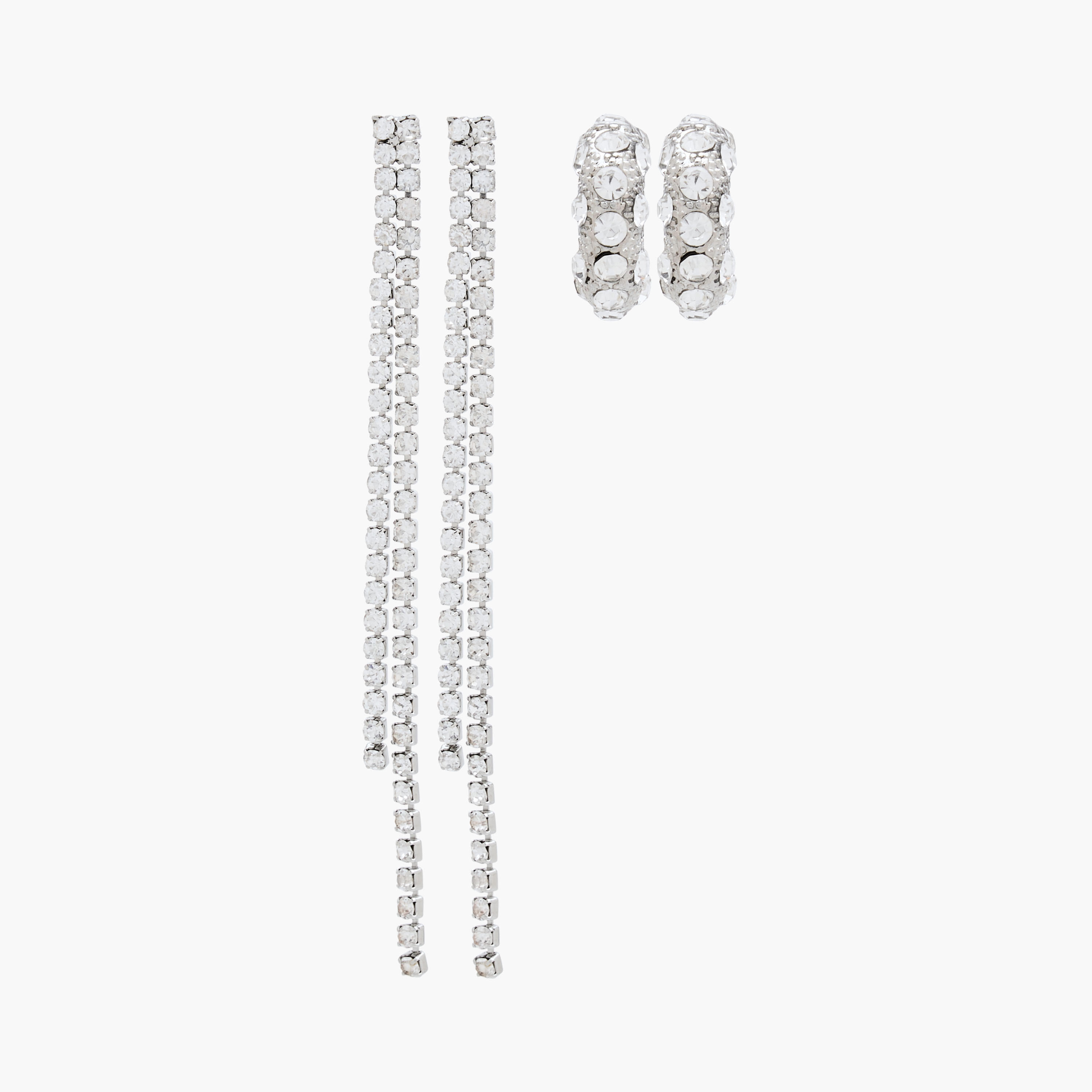 حلقان فضية اللون بتزيينات حجر وبمكبس إغلاق خلفي - طقم من زوجين-women-watchesandjewellery-jewellery-earrings-image-1
