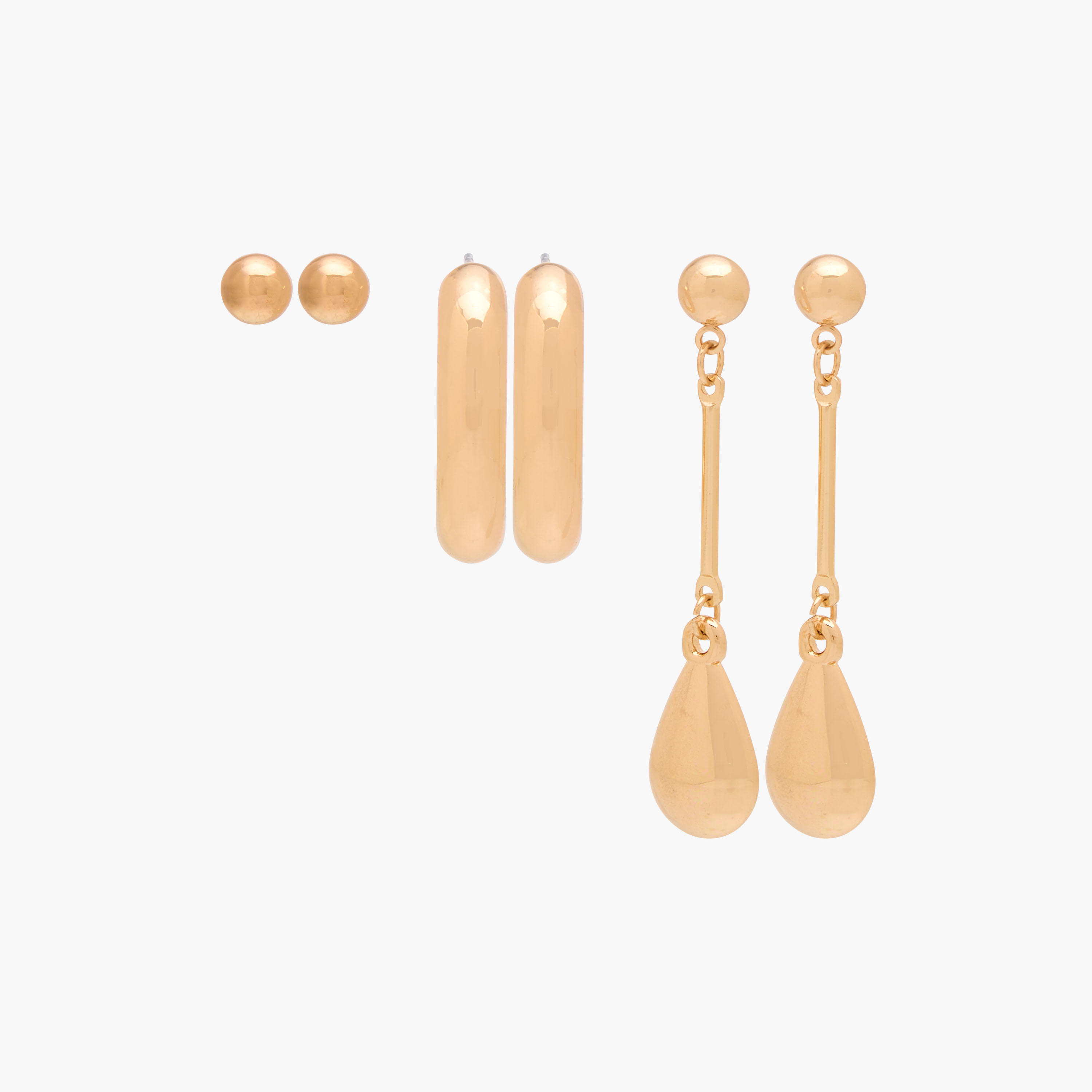 Pack of 3 Gold Tone Assorted Earrings with Pushback Closure-women-watchesandjewellery-jewellery-earrings-image-1