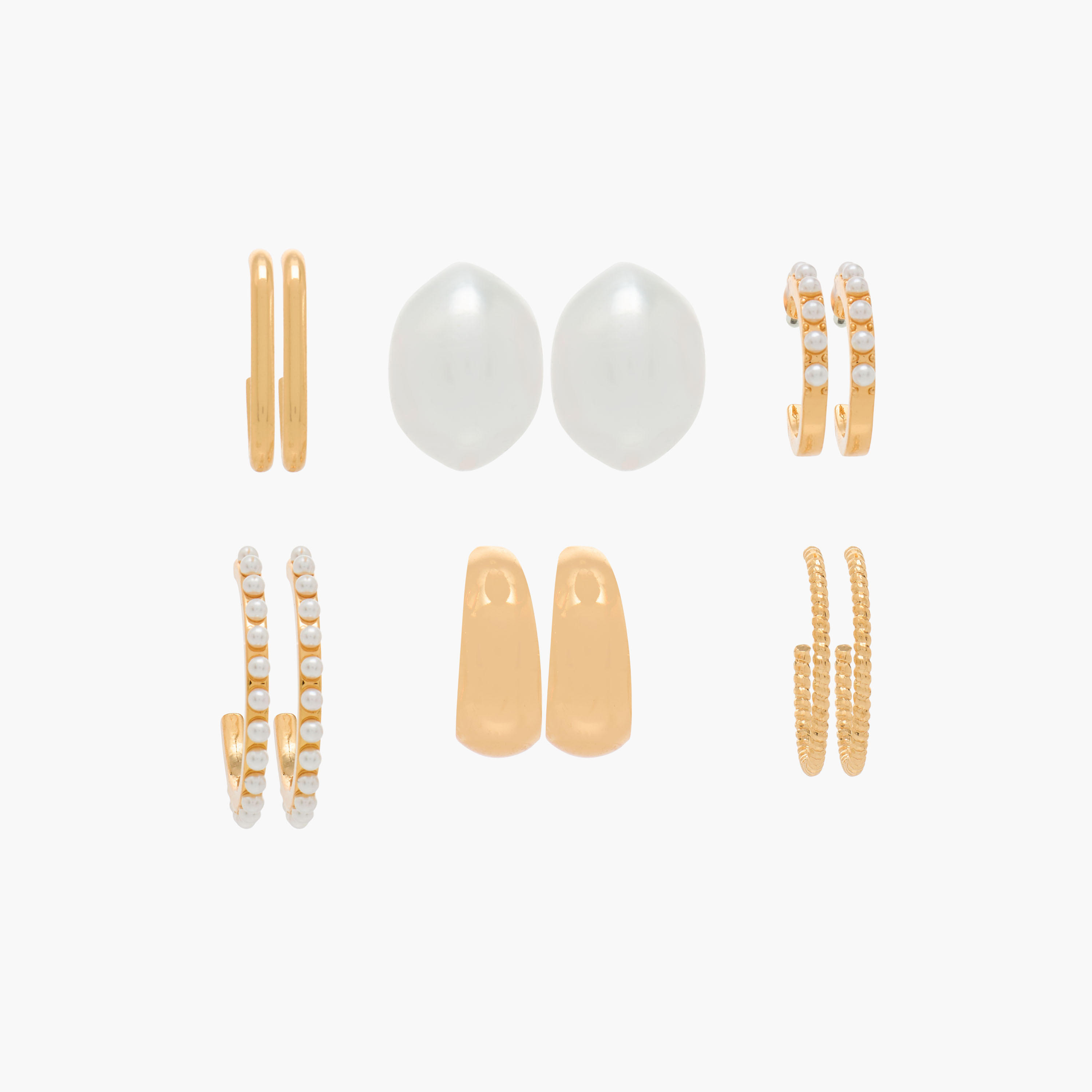 Pack of 6 Gold Tone Hoop Earrings with Pushback Closure-women-watchesandjewellery-jewellery-earrings-image-1