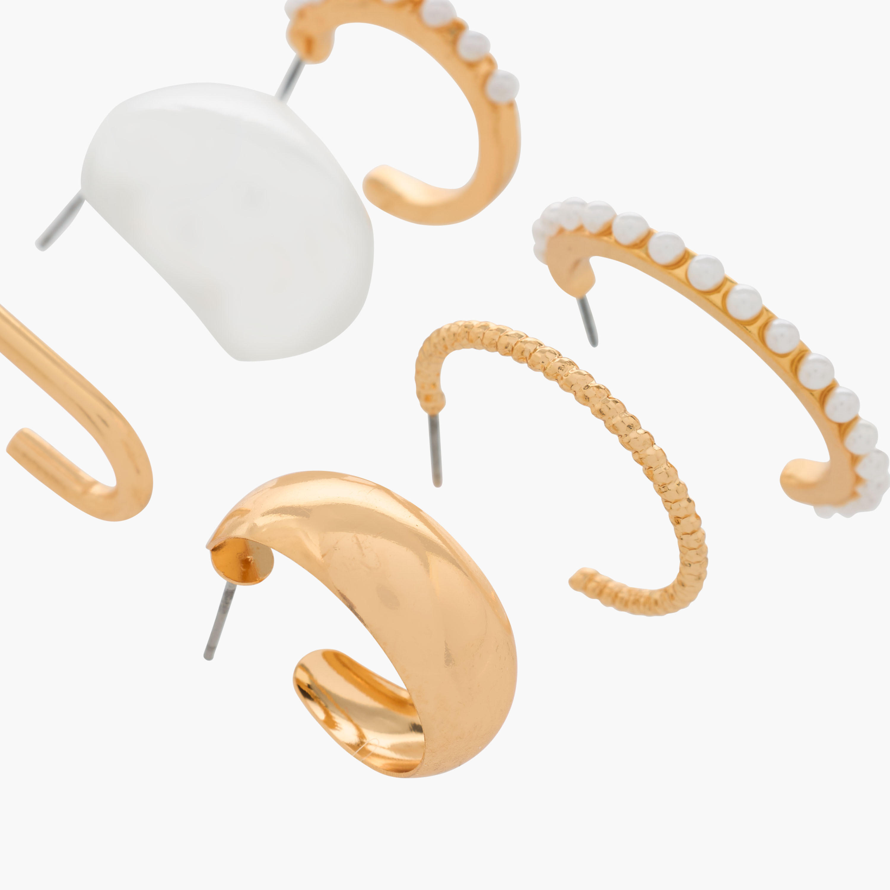 Pack of 6 Gold Tone Hoop Earrings with Pushback Closure-women-watchesandjewellery-jewellery-earrings-image-3