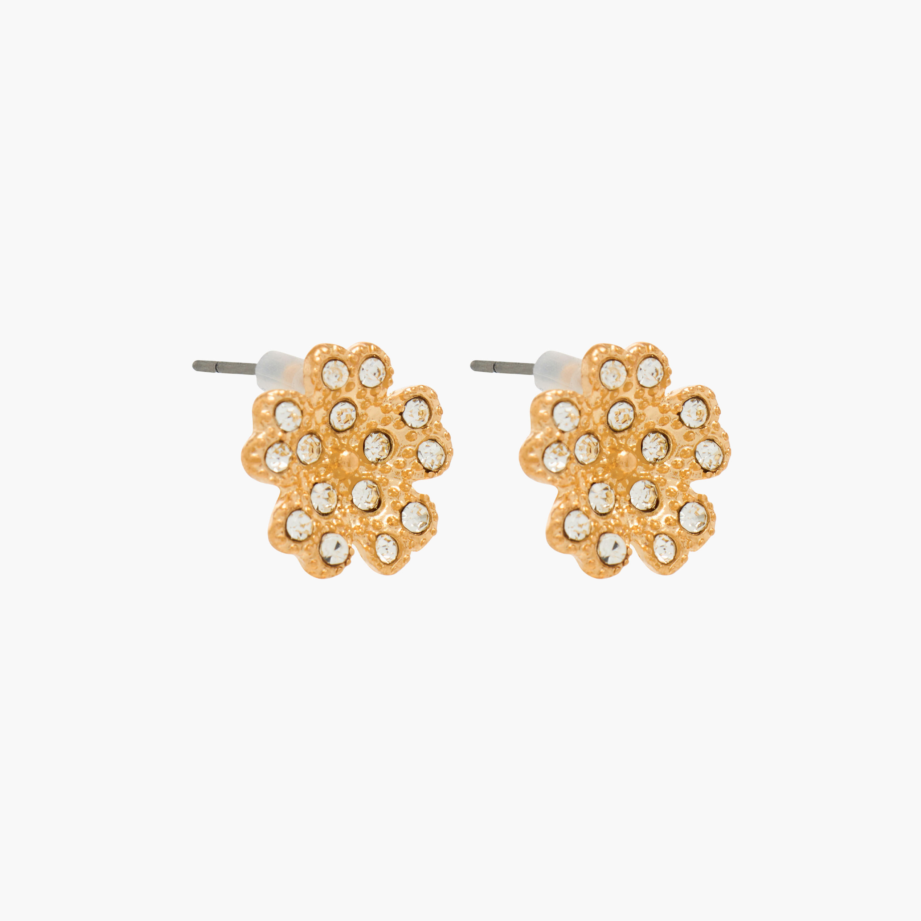 طقم حلق مرصّع بلون ذهبي بتفاصيل مزينة مع مكبس إغلاق خلفي 3 قطع-women-watchesandjewellery-jewellery-earrings-image-2