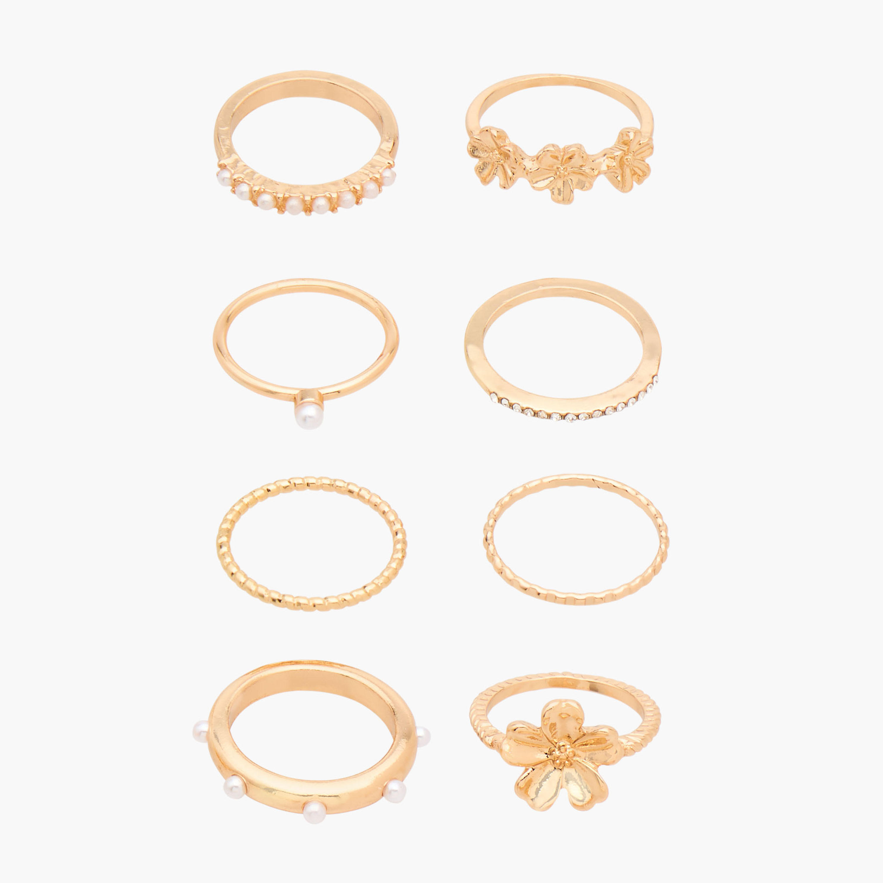 خواتم بلون ذهبي وتصاميم متنوعة - طقم 8 قطع-women-watchesandjewellery-jewellery-rings-image-1