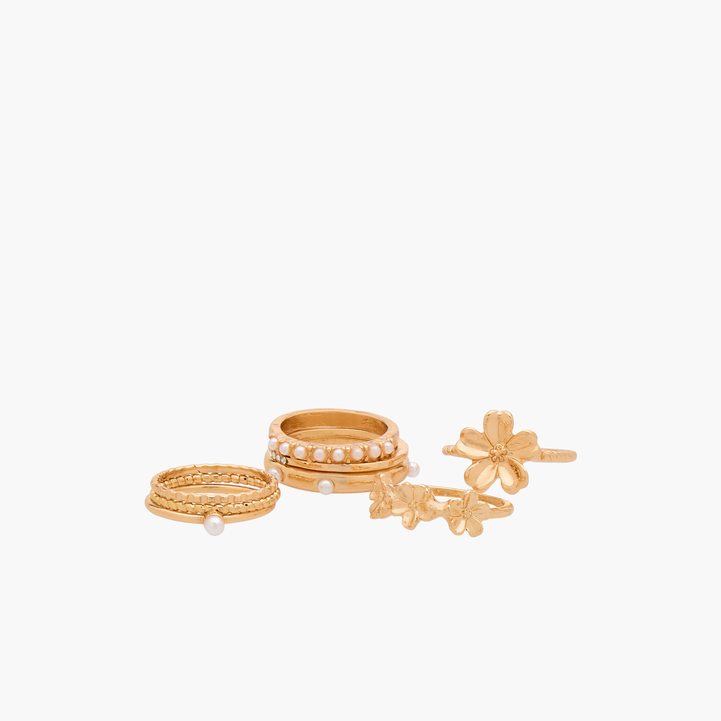 خواتم بلون ذهبي وتصاميم متنوعة - طقم 8 قطع-women-watchesandjewellery-jewellery-rings-image-2