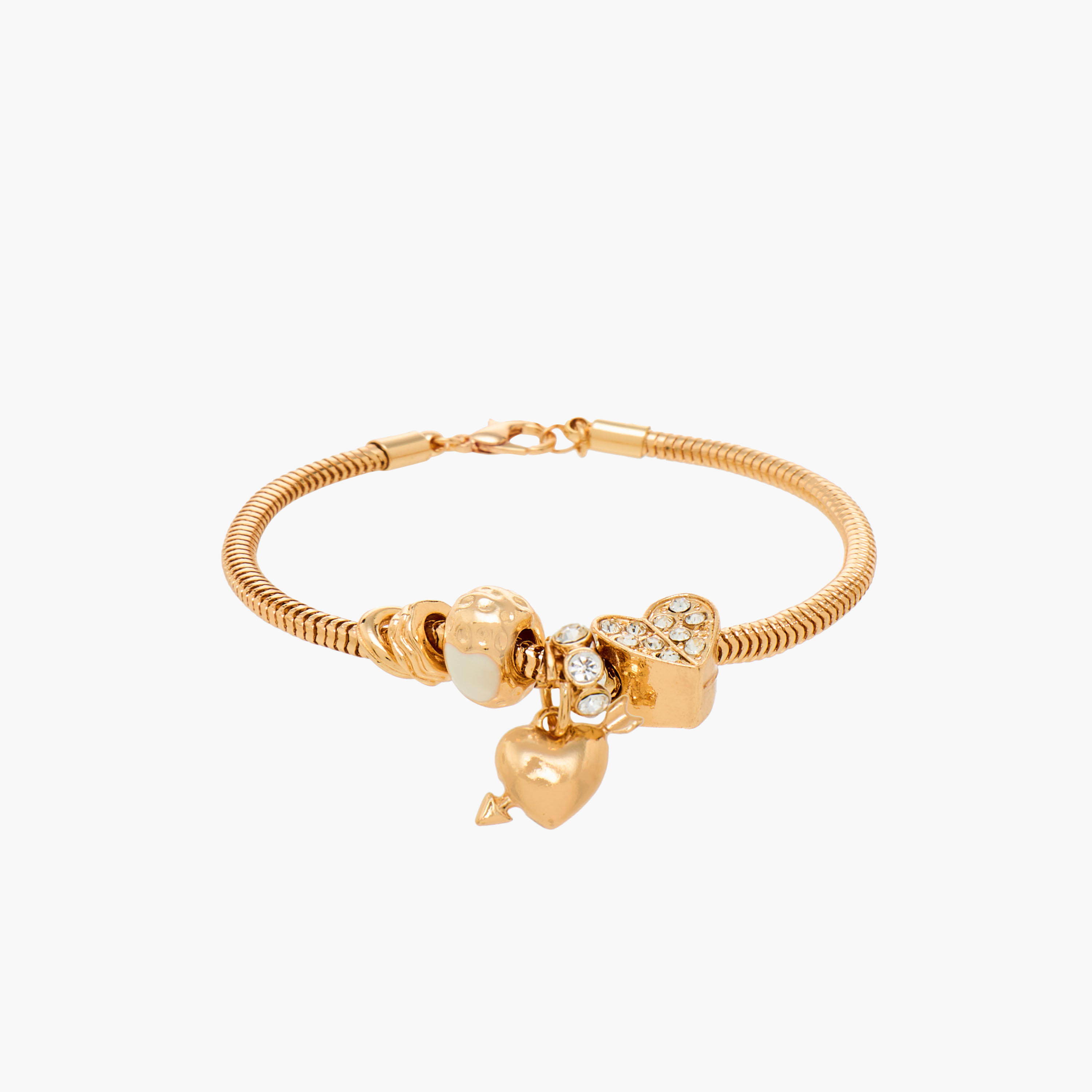 Gold Tone Heart Charm Bracelet-women-watchesandjewellery-jewellery-banglesandbracelets-image-1