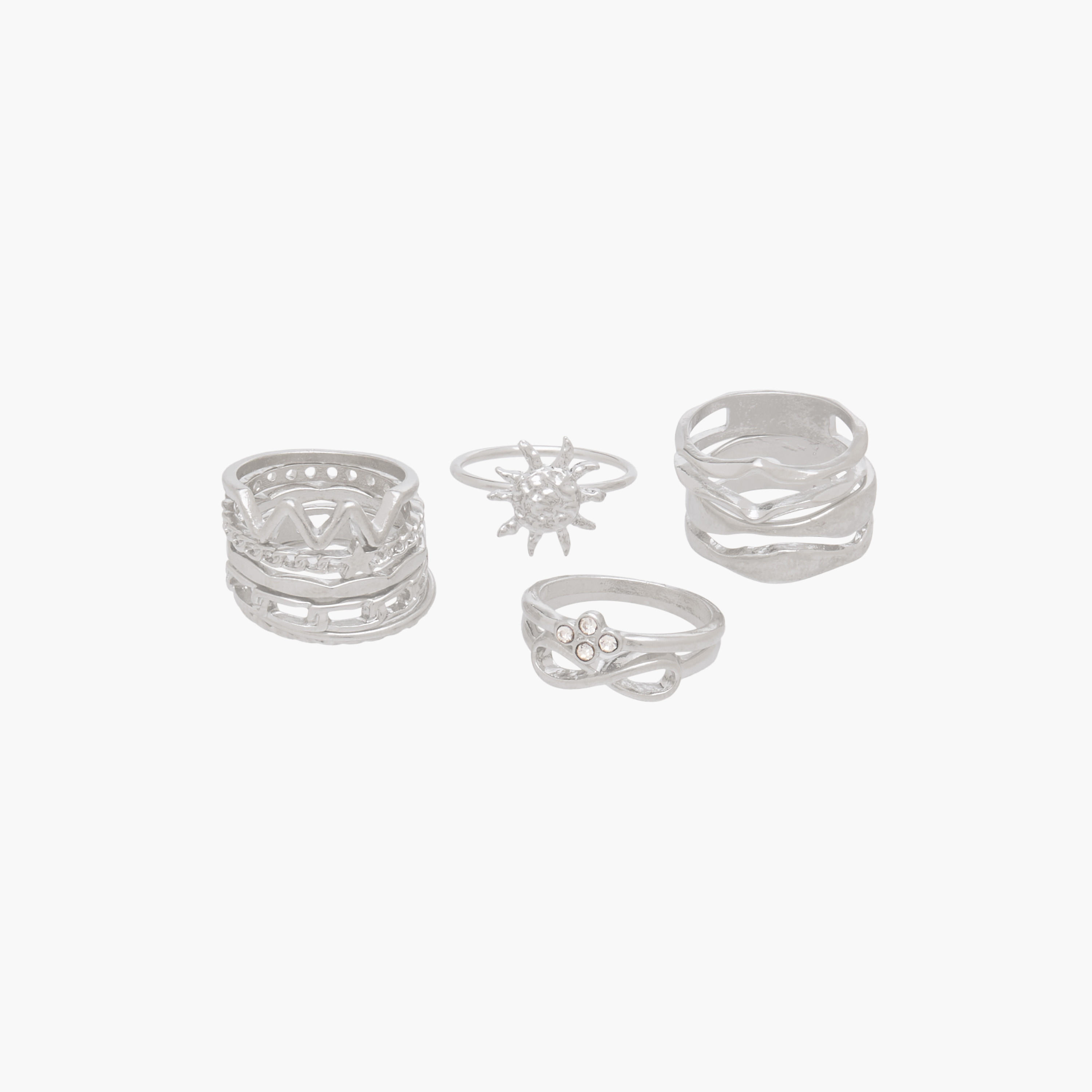 Set of 11 Silver Tone Ring with Embellished Design-women-watchesandjewellery-jewellery-rings-image-2