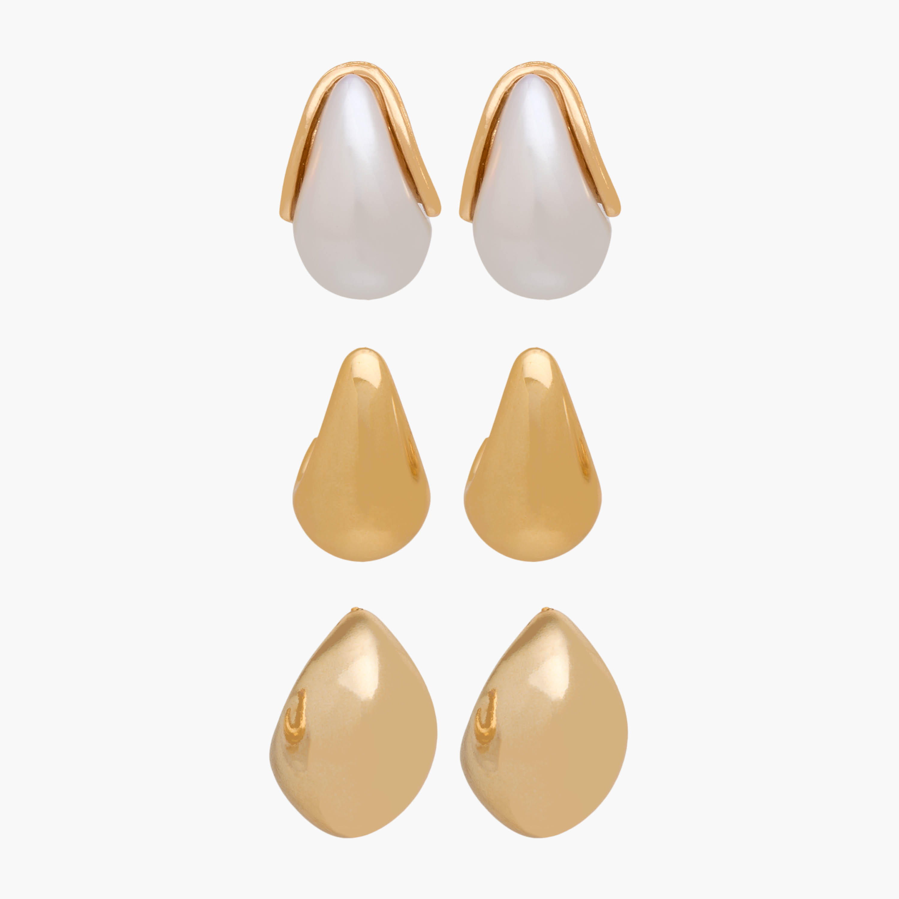 Pack of 3 Metal Gold Tone Hoop Earrings with Pushback Closure-women-watchesandjewellery-jewellery-earrings-image-1