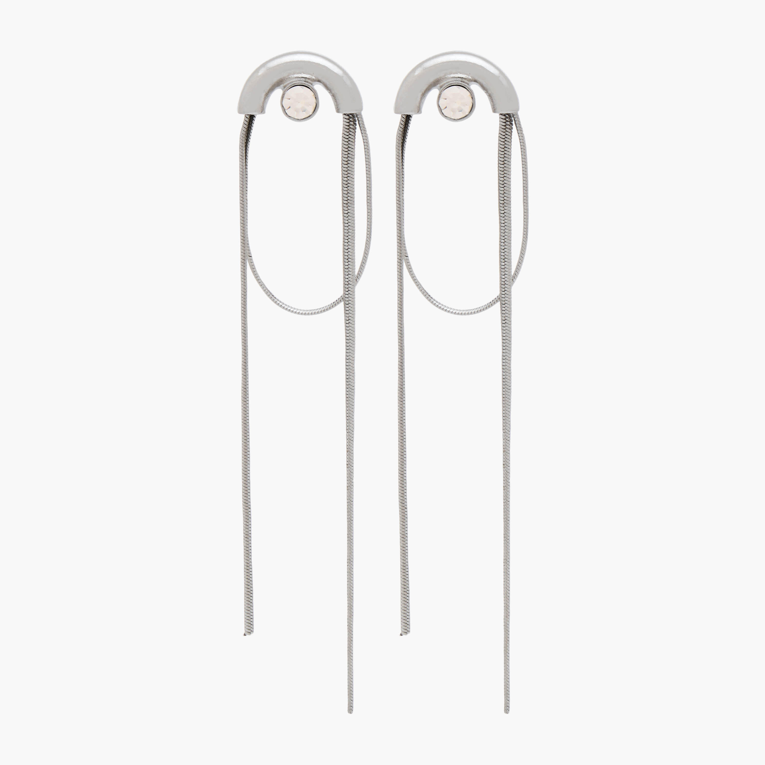 Silver Tone Cubic Zirconia Embellished Earrings with Pushback Closure-women-watchesandjewellery-jewellery-earrings-image-1