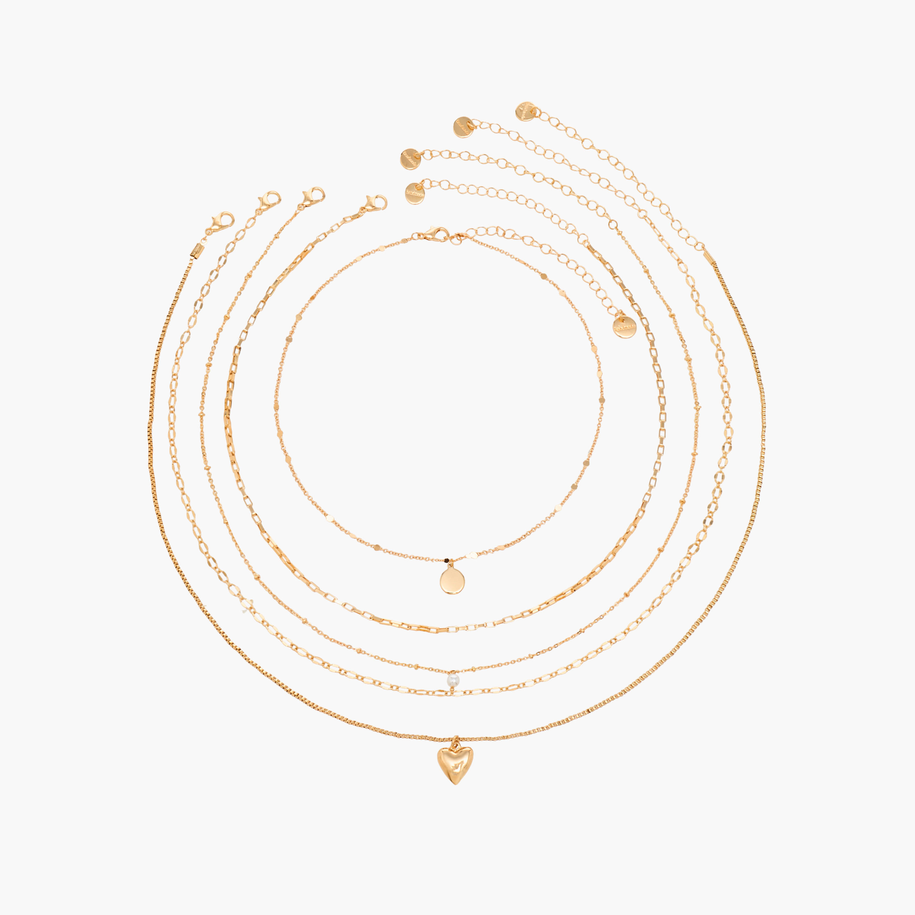 Set of 5 - Gold Tone Necklace with Lobster Clasp Closure-women-watchesandjewellery-jewellery-necklacesandpendants-image-1