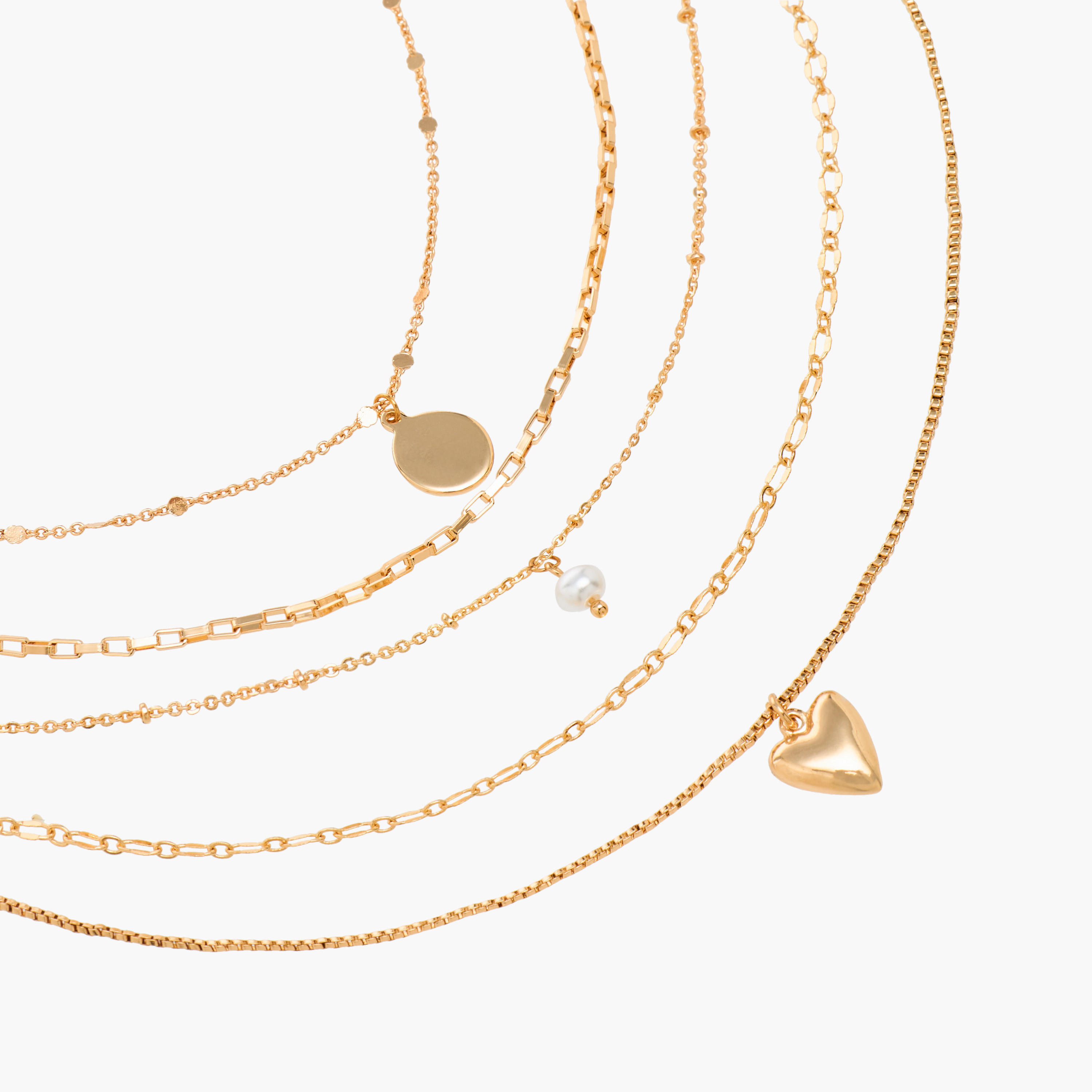 Set of 5 - Gold Tone Necklace with Lobster Clasp Closure-women-watchesandjewellery-jewellery-necklacesandpendants-image-8