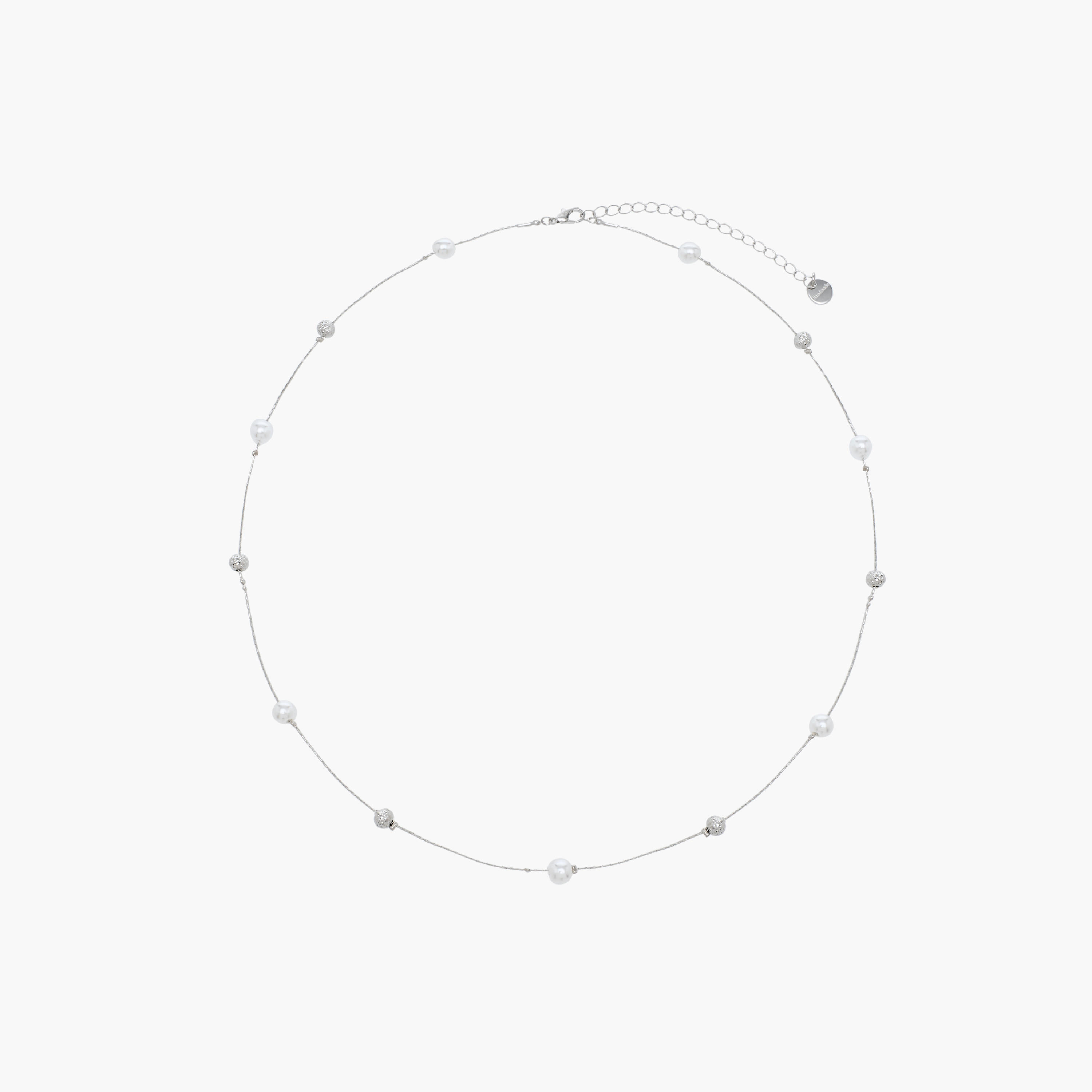 Silver Tone Necklace with Pearl Detail-women-watchesandjewellery-jewellery-necklacesandpendants-image-1