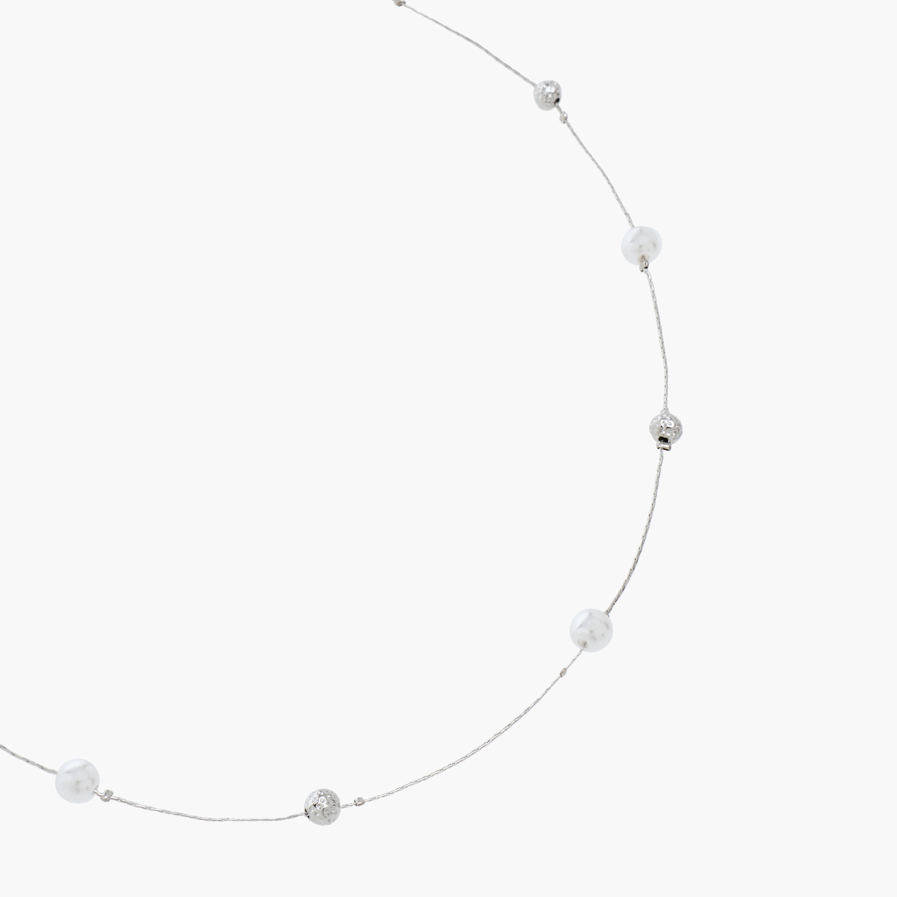 Silver Tone Necklace with Pearl Detail-women-watchesandjewellery-jewellery-necklacesandpendants-image-2