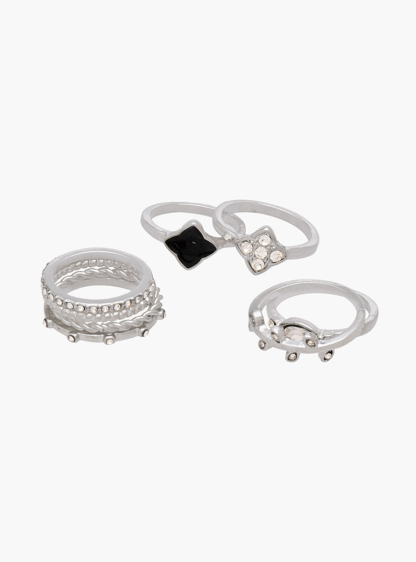 خواتم مزينة بلون فضي - طقم 8 قطع-women-watchesandjewellery-jewellery-rings-image-2