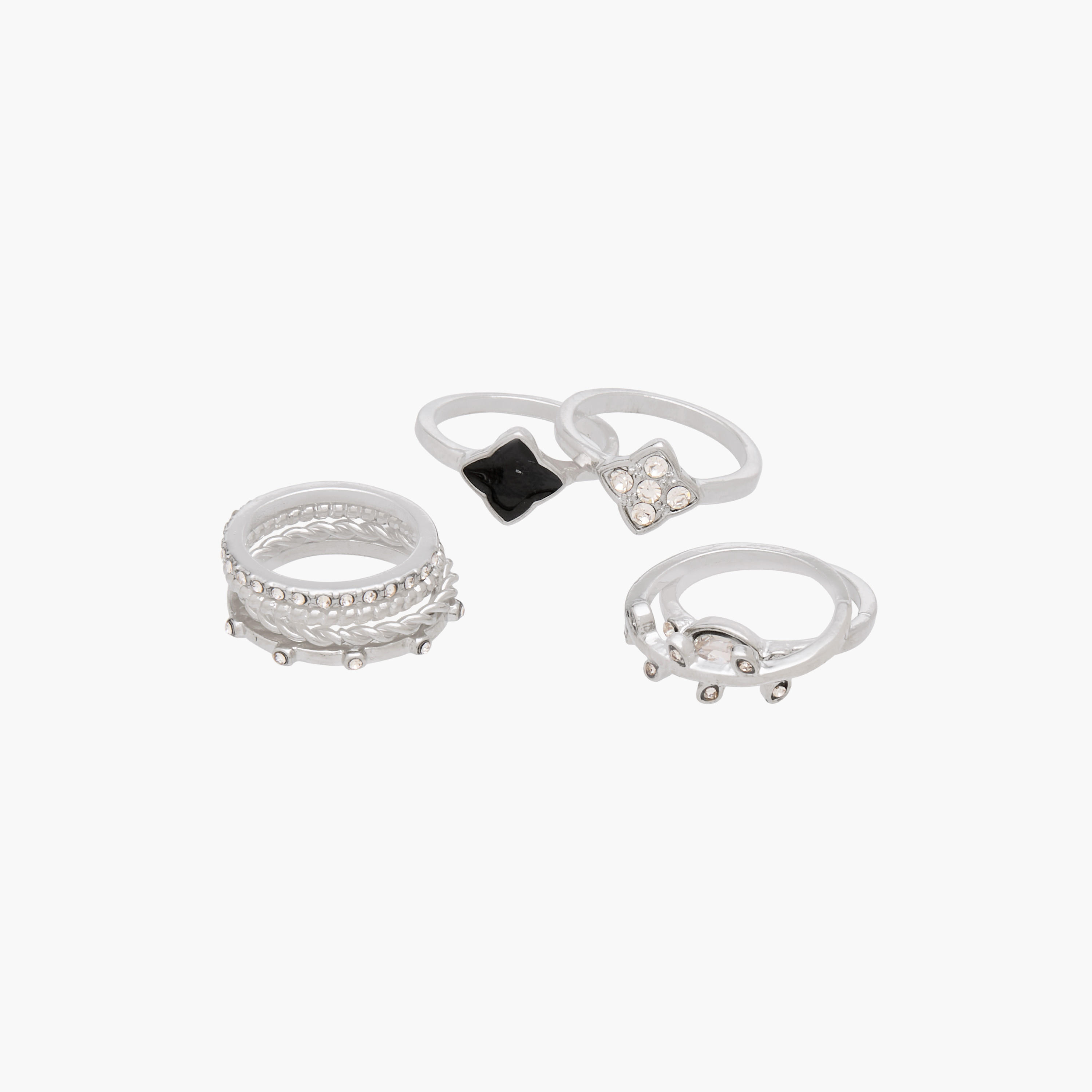 Set of 8 Silver Tone Ring with Embellished Design-women-watchesandjewellery-jewellery-rings-image-2