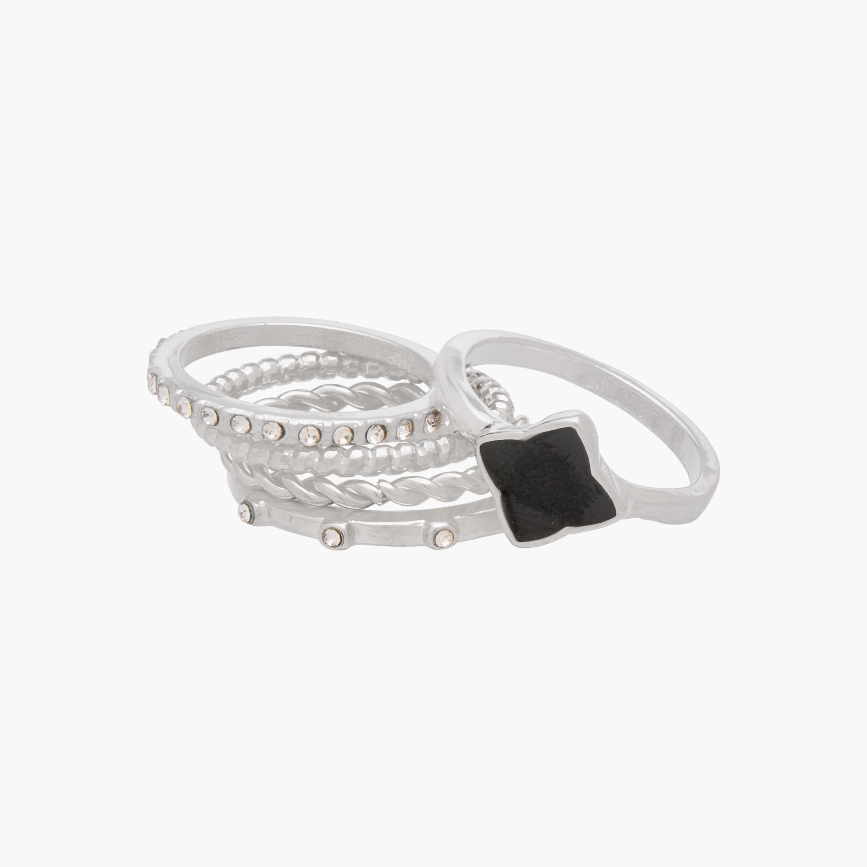 خواتم مزينة بلون فضي - طقم 8 قطع-women-watchesandjewellery-jewellery-rings-image-3