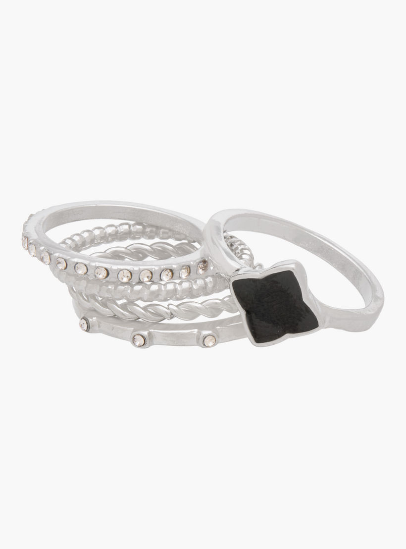 خواتم مزينة بلون فضي - طقم 8 قطع-women-watchesandjewellery-jewellery-rings-image-3