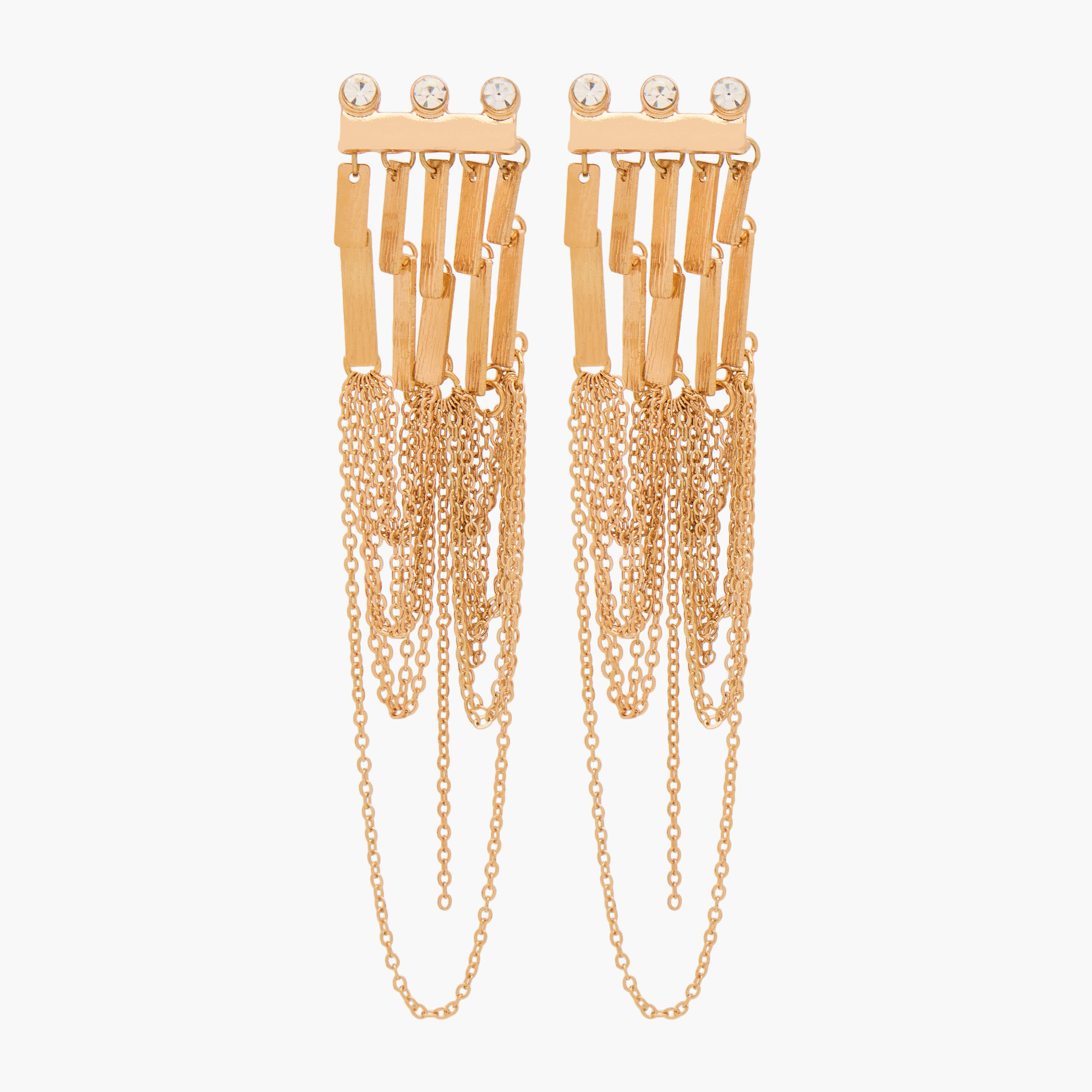 Metallic Tassel Earrings with Pushback Closure-women-watchesandjewellery-jewellery-earrings-image-1