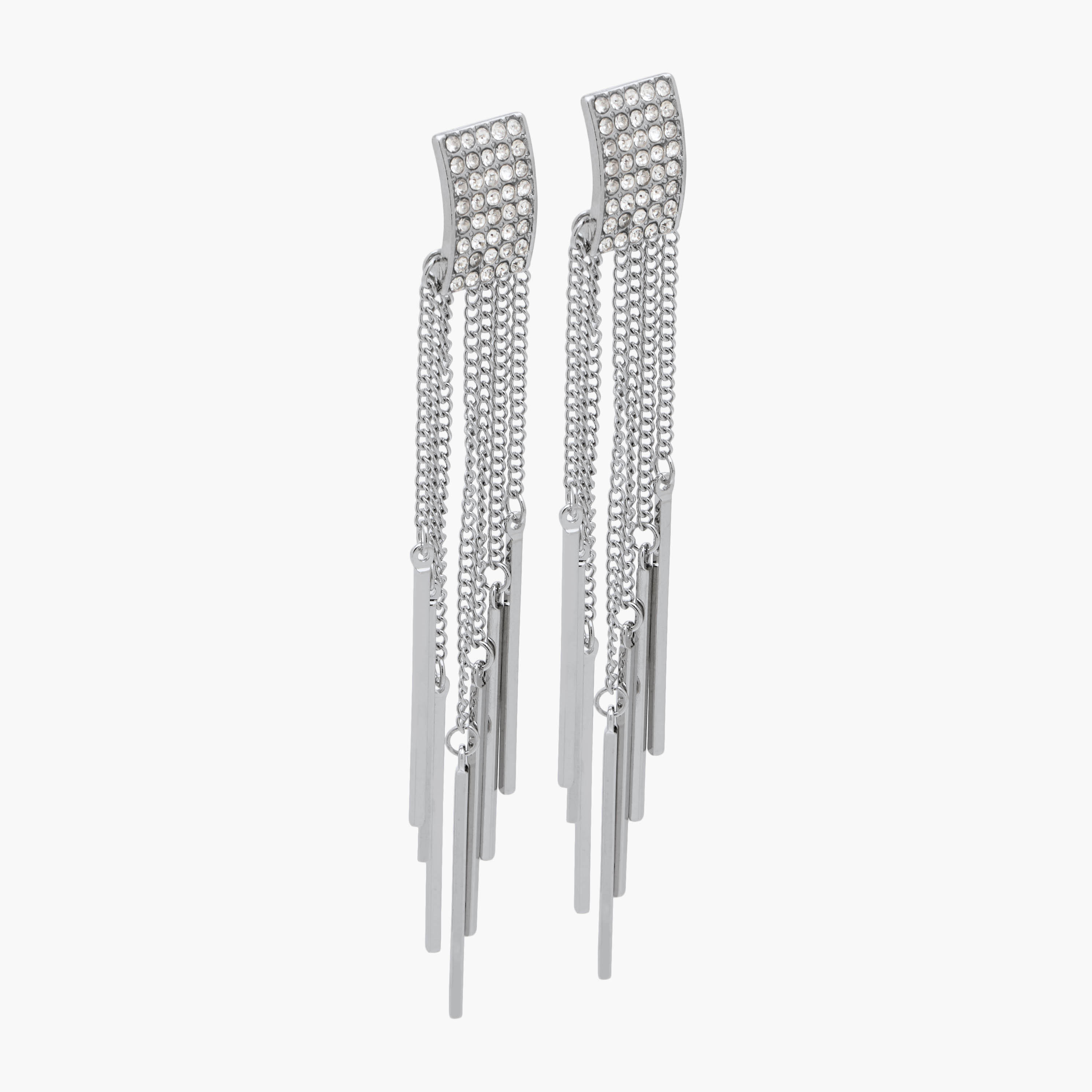 حلق متدلي بلون فضي وزينة أحجار ومكبس إغلاق-women-watchesandjewellery-jewellery-earrings-image-2