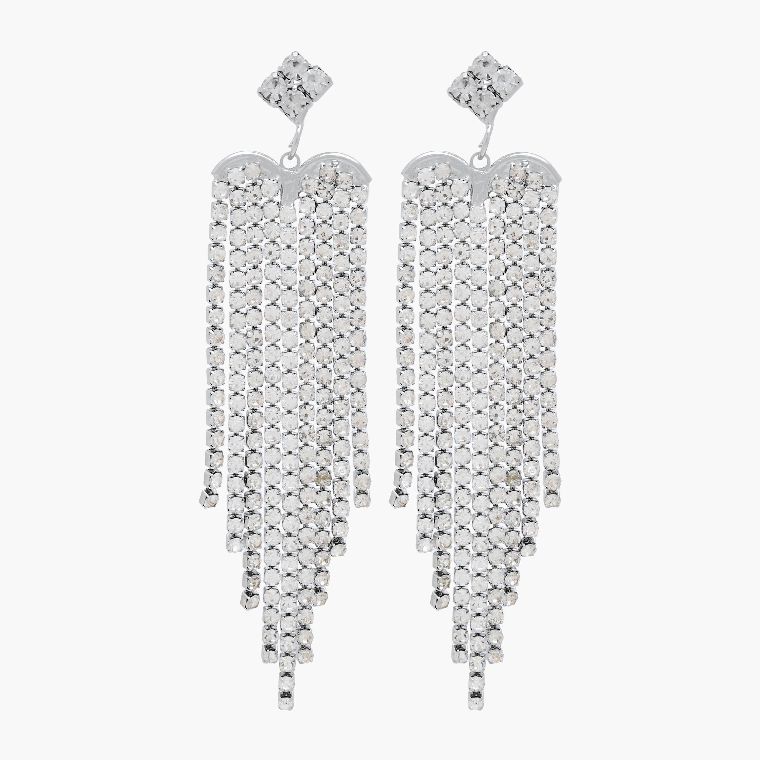 Metallic Embellished Tassel Earrings with Pushback Closure-women-watchesandjewellery-jewellery-earrings-image-1