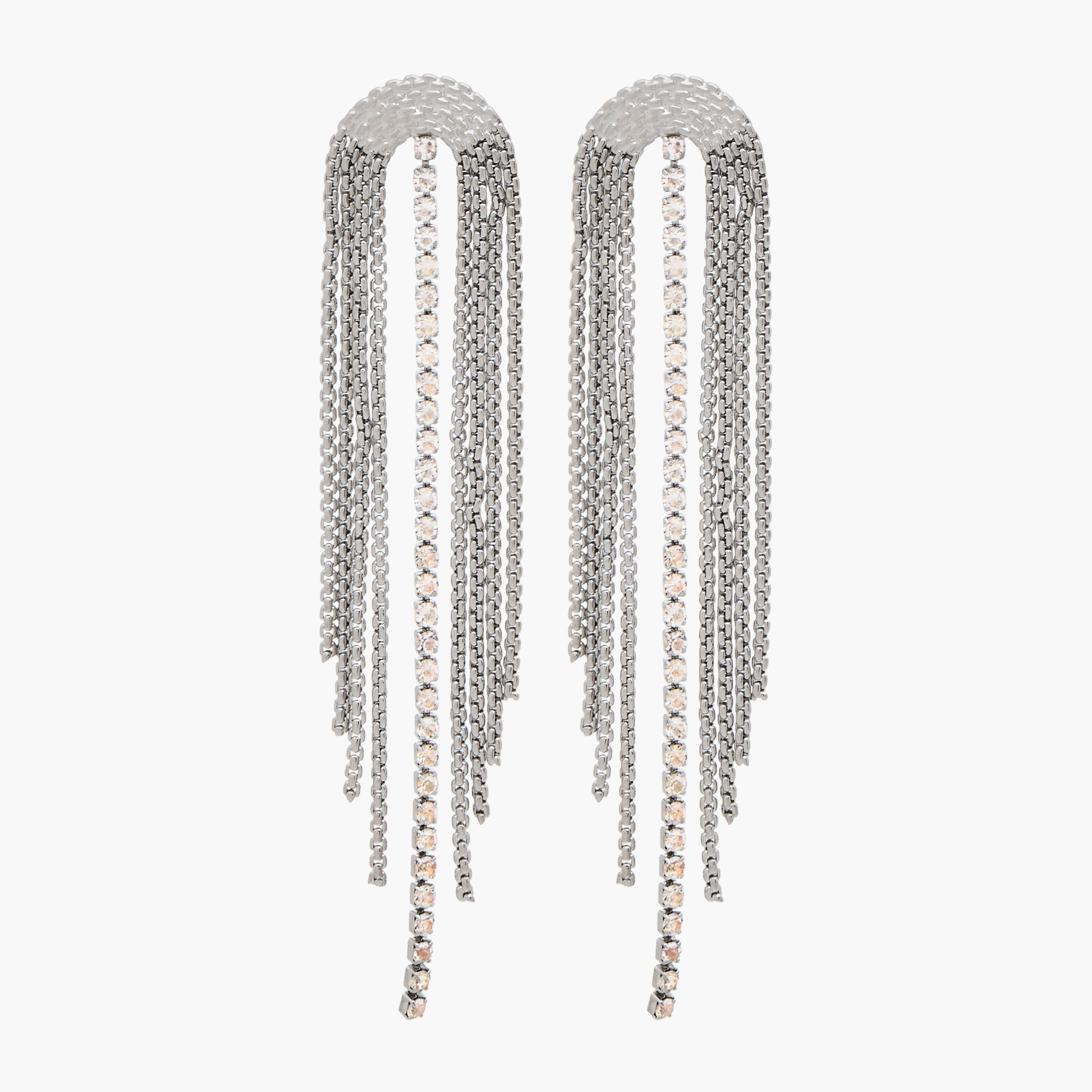 Silver Tone Stone Embellished Dangling Earrings with Pushback Closure-women-watchesandjewellery-jewellery-earrings-image-1